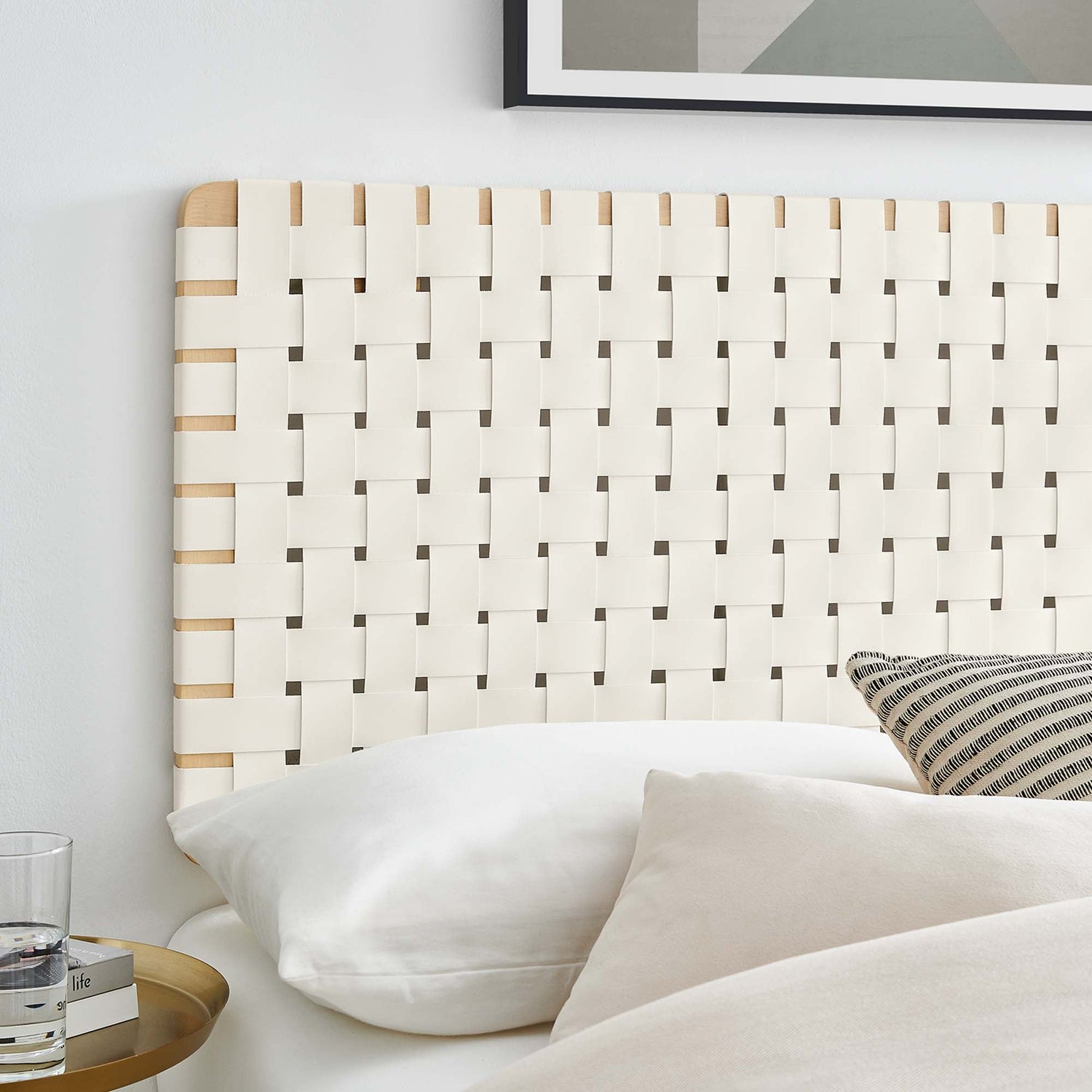 Sparta Woven Wall-Mount Vegan Leather Headboard by Modway
