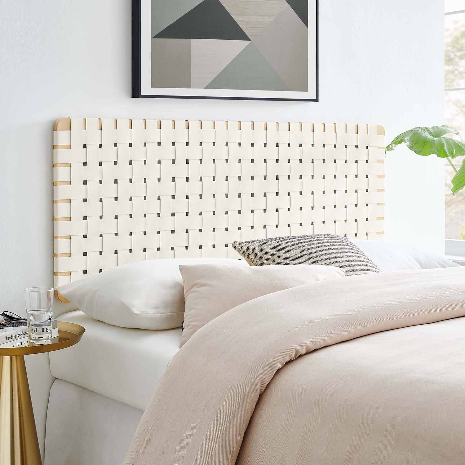 Sparta Woven Wall-Mount Vegan Leather Headboard by Modway