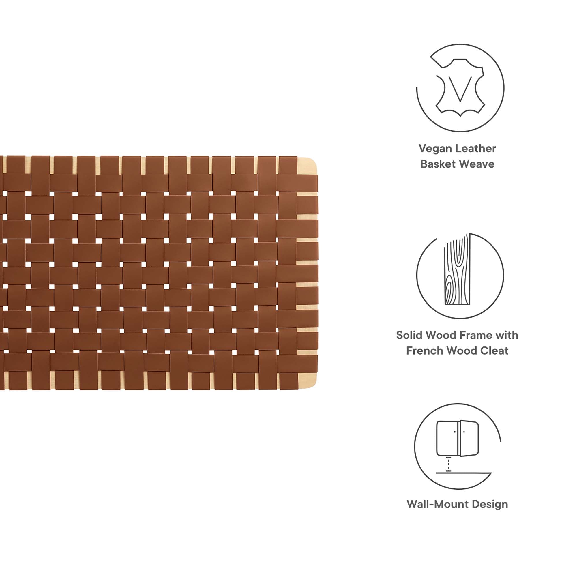 Sparta Woven Wall-Mount Vegan Leather Headboard by Modway