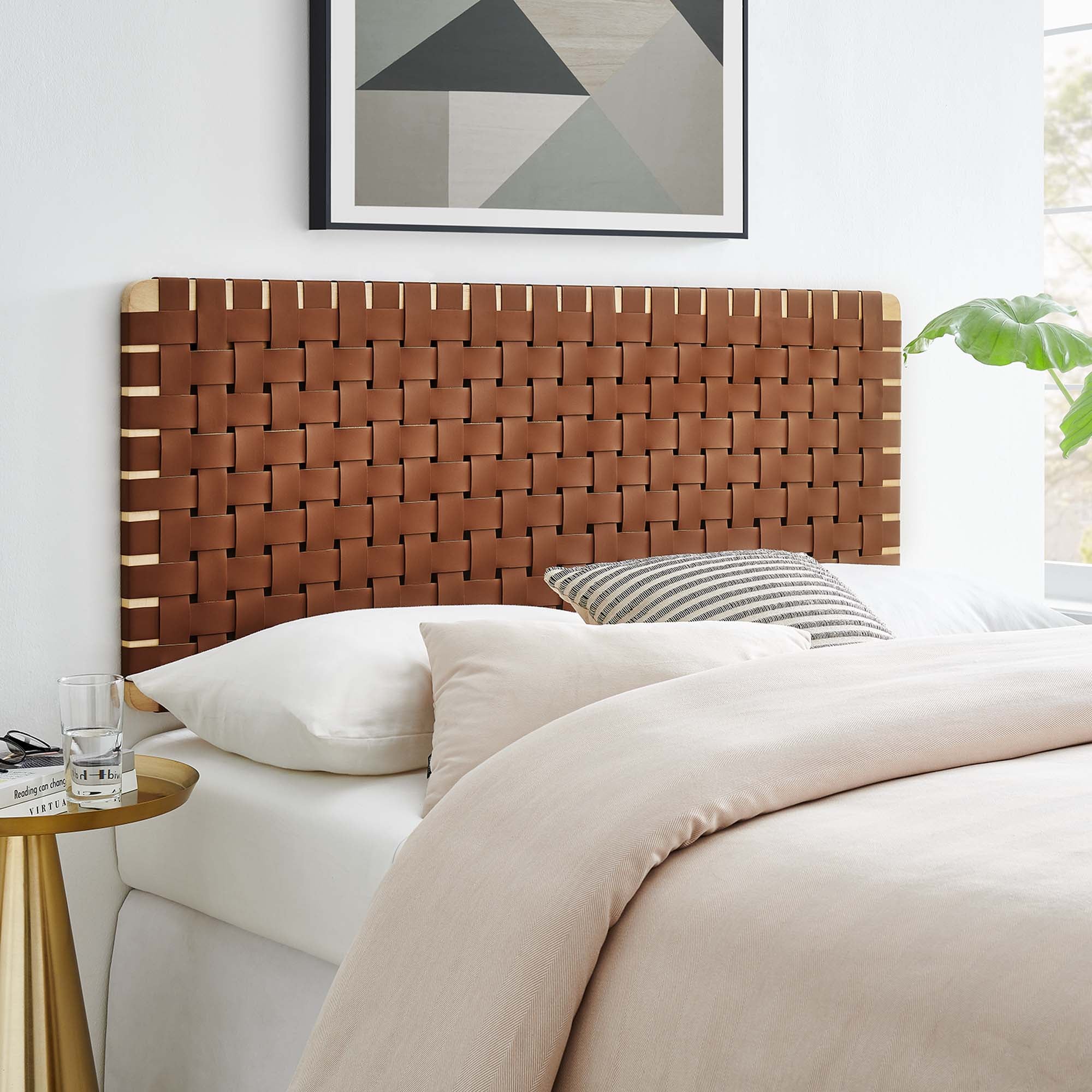 Sparta Woven Wall-Mount Vegan Leather Headboard by Modway