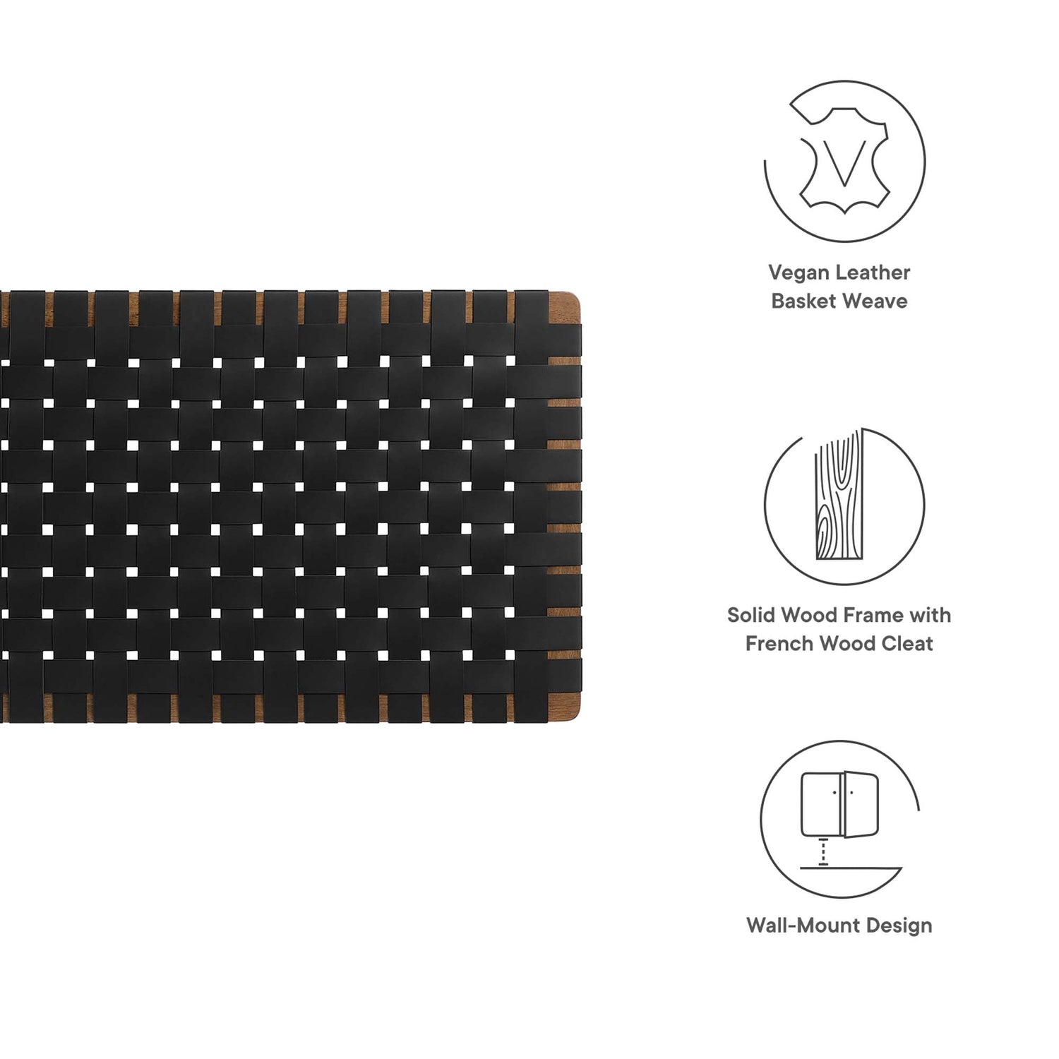 Sparta Woven Wall-Mount Vegan Leather Headboard by Modway