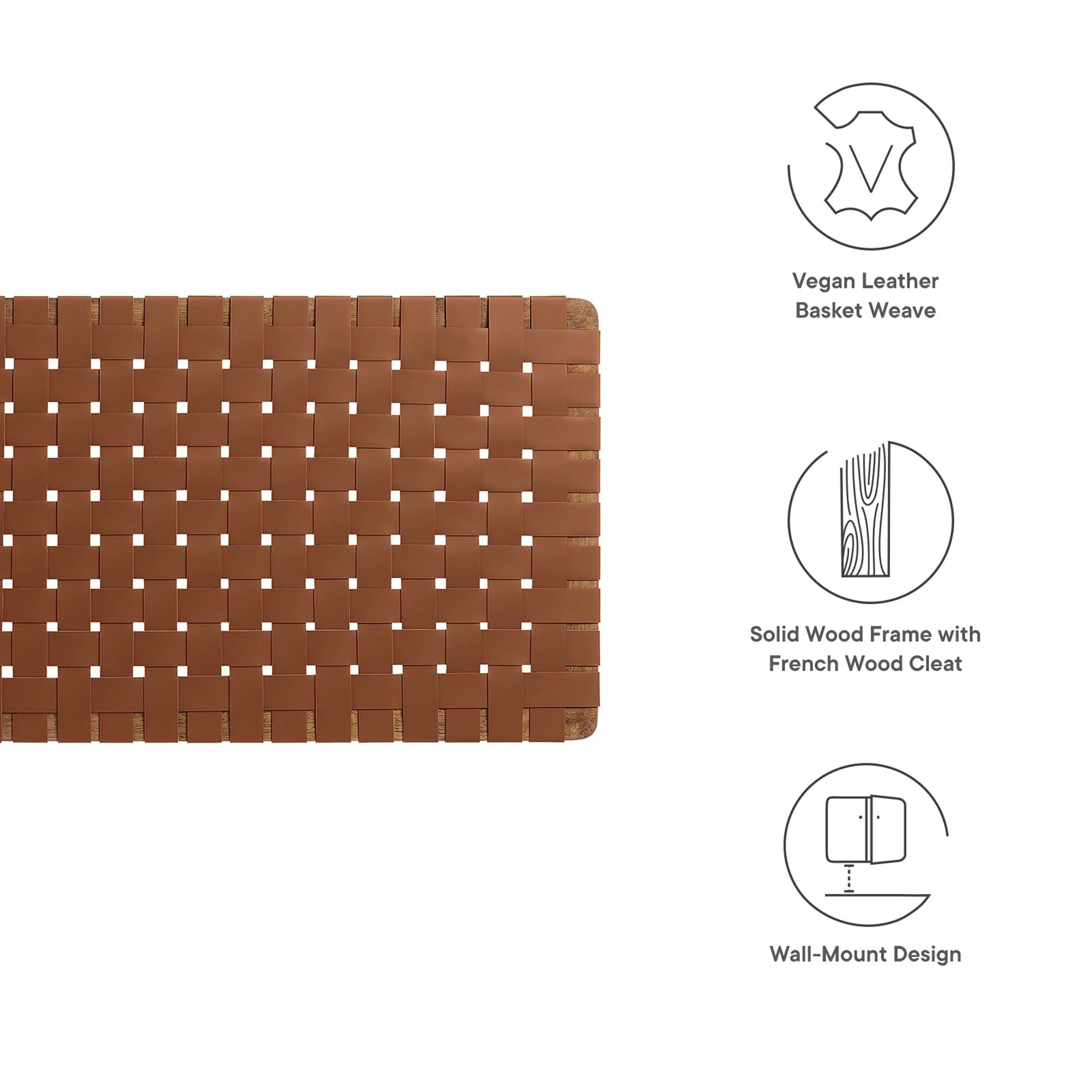 Sparta Woven Wall-Mount Vegan Leather Headboard by Modway