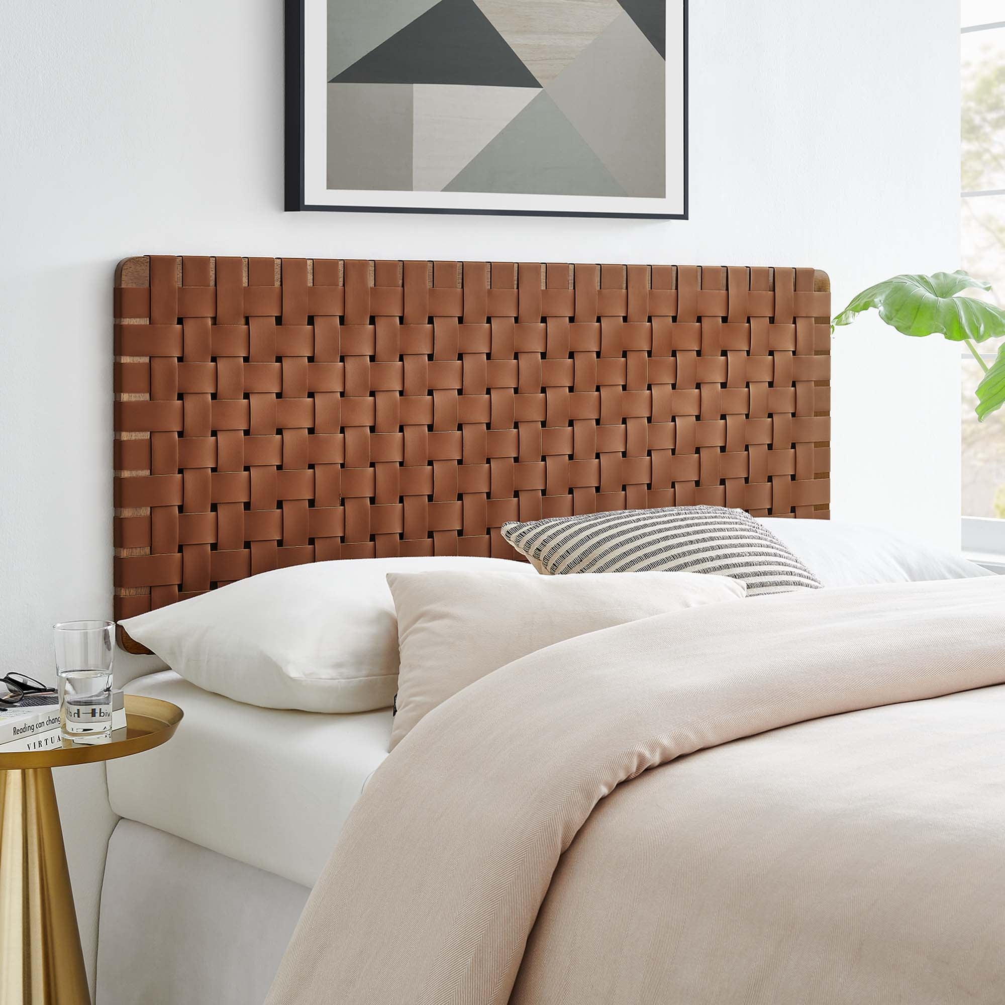 Sparta Woven Wall-Mount Vegan Leather Headboard by Modway