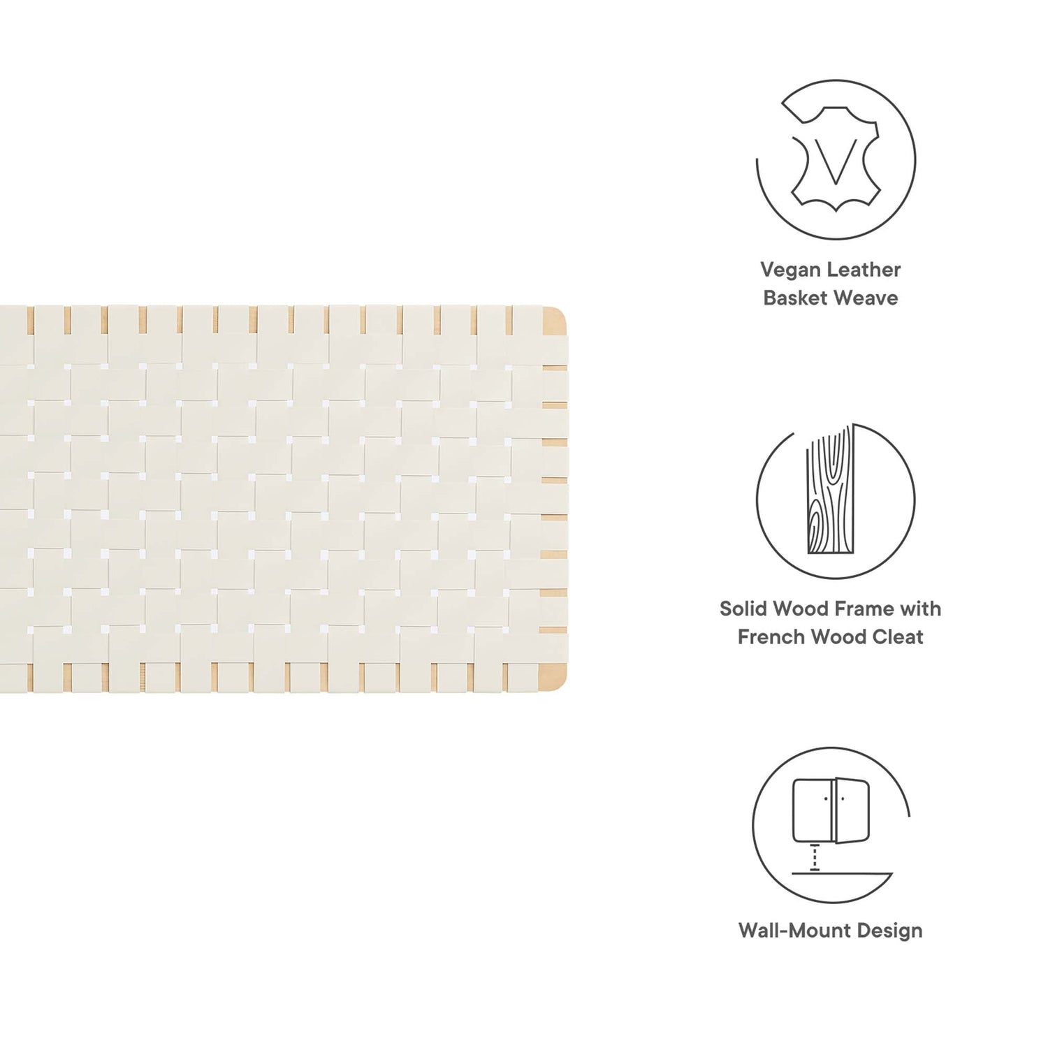 Sparta Woven Wall-Mount Vegan Leather Headboard by Modway