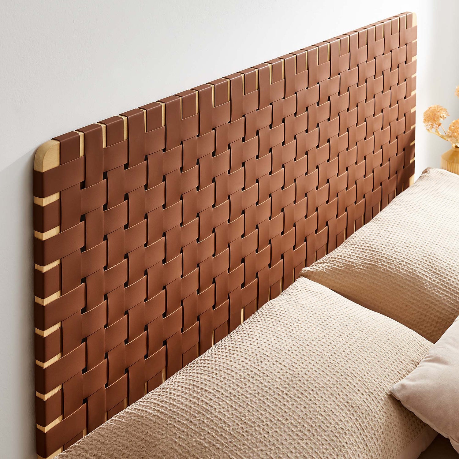 Sparta Woven Wall-Mount Vegan Leather Headboard by Modway