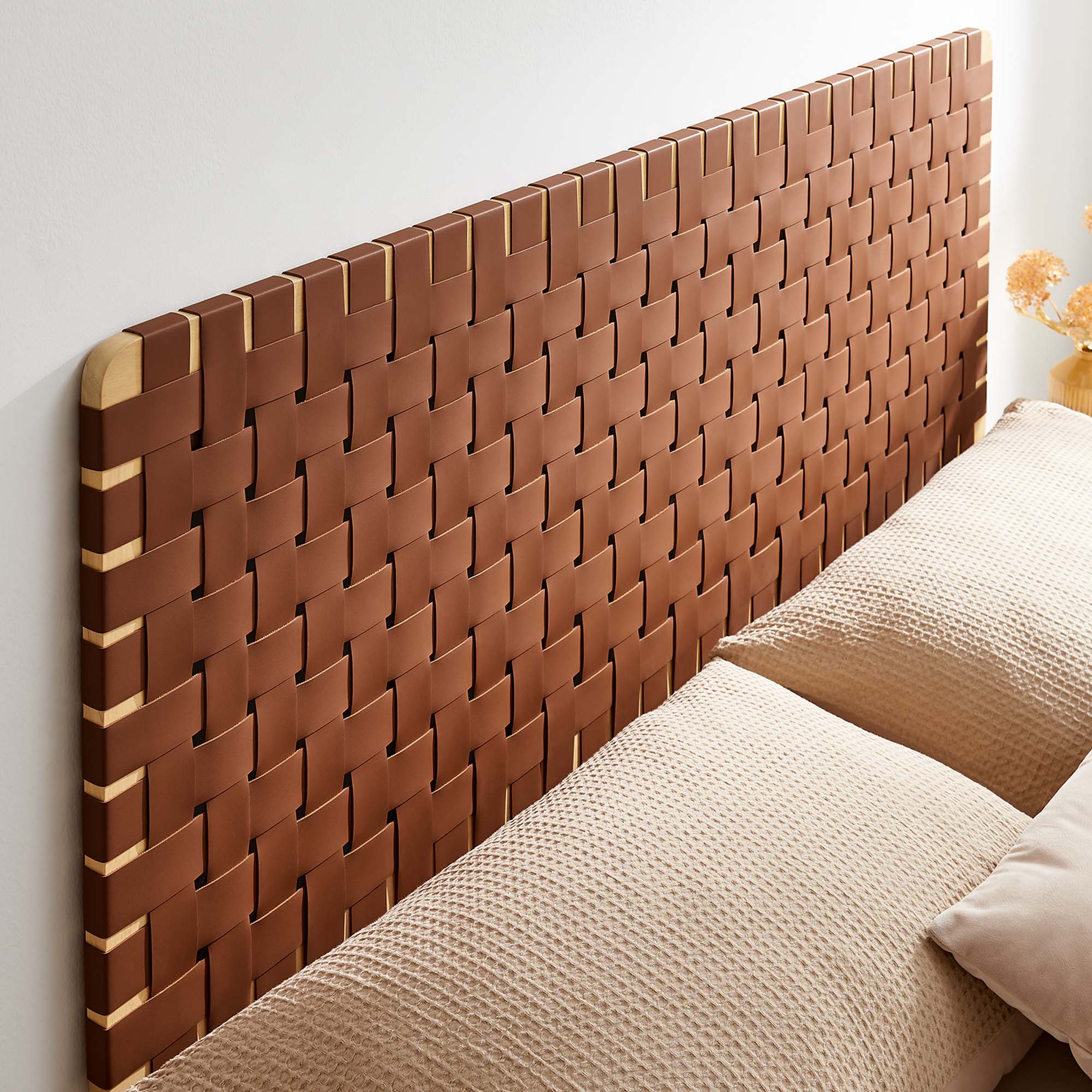 Sparta Woven Wall-Mount Vegan Leather Headboard by Modway