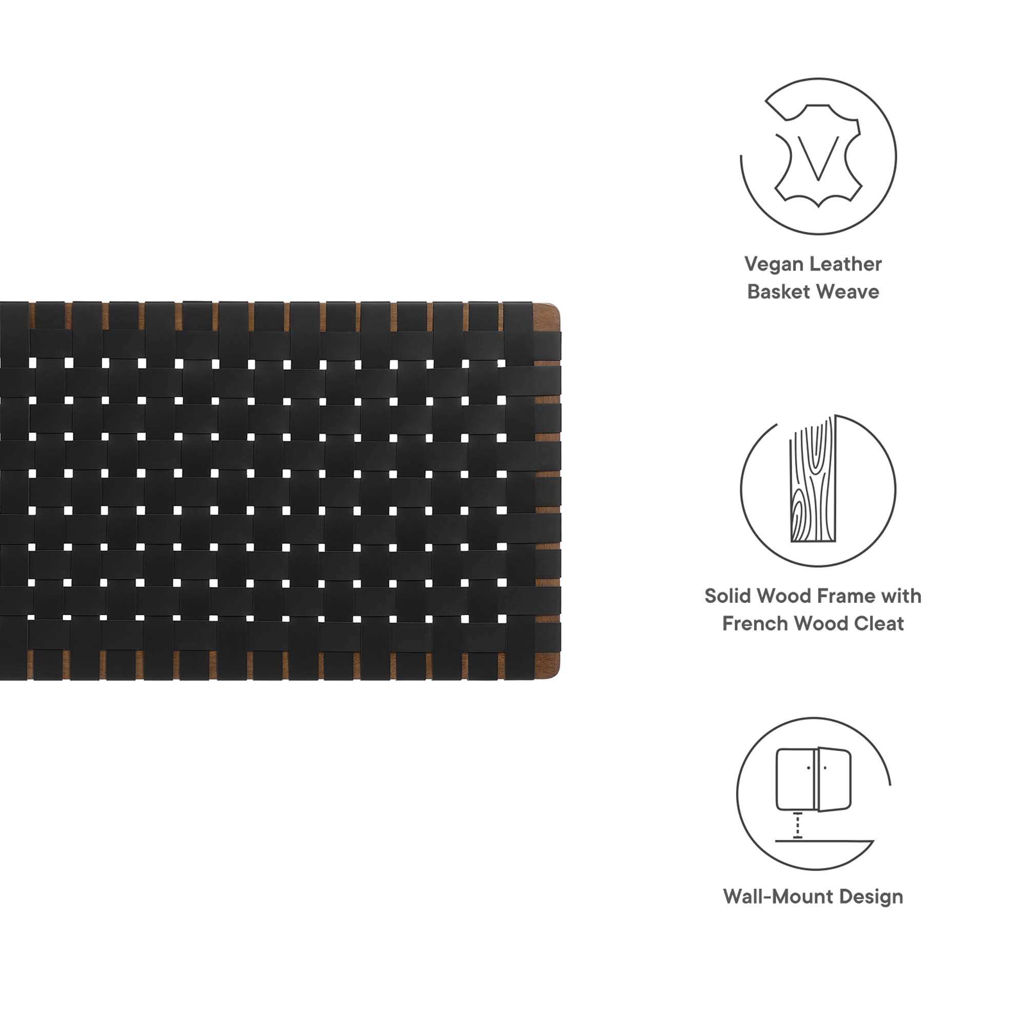 Sparta Woven Wall-Mount Vegan Leather Headboard by Modway