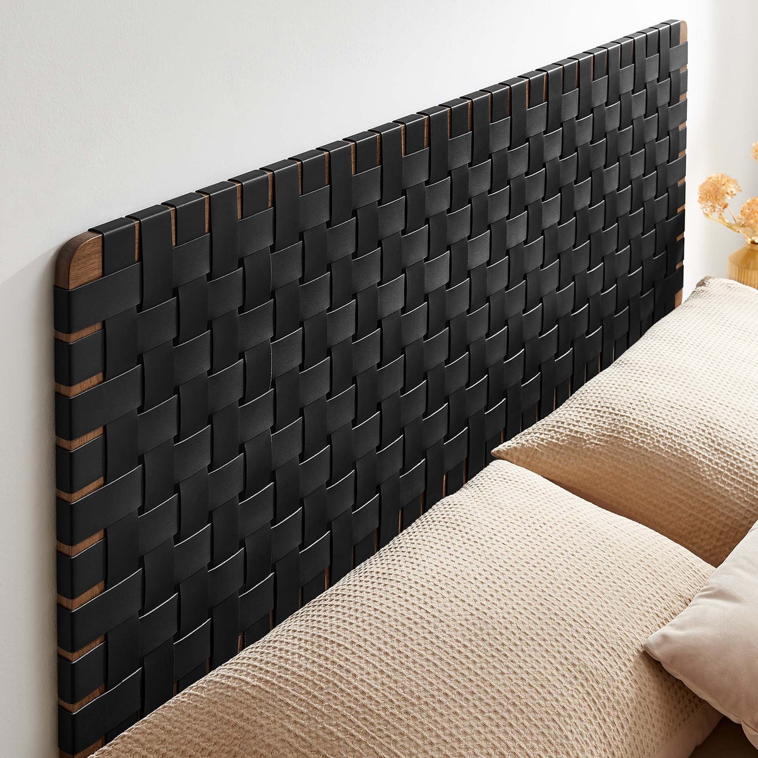 Sparta Woven Wall-Mount Vegan Leather Headboard by Modway