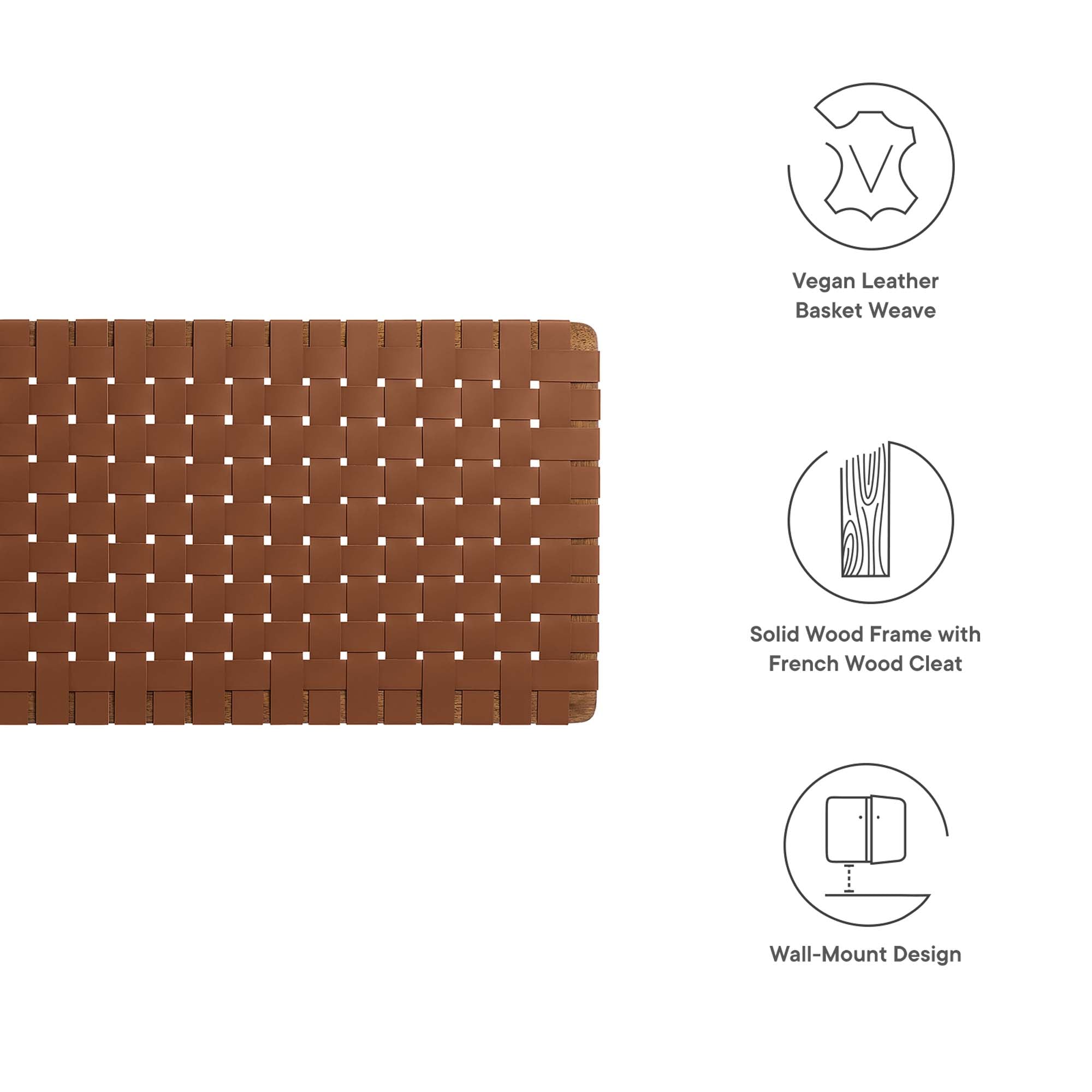 Sparta Woven Wall-Mount Vegan Leather Headboard by Modway