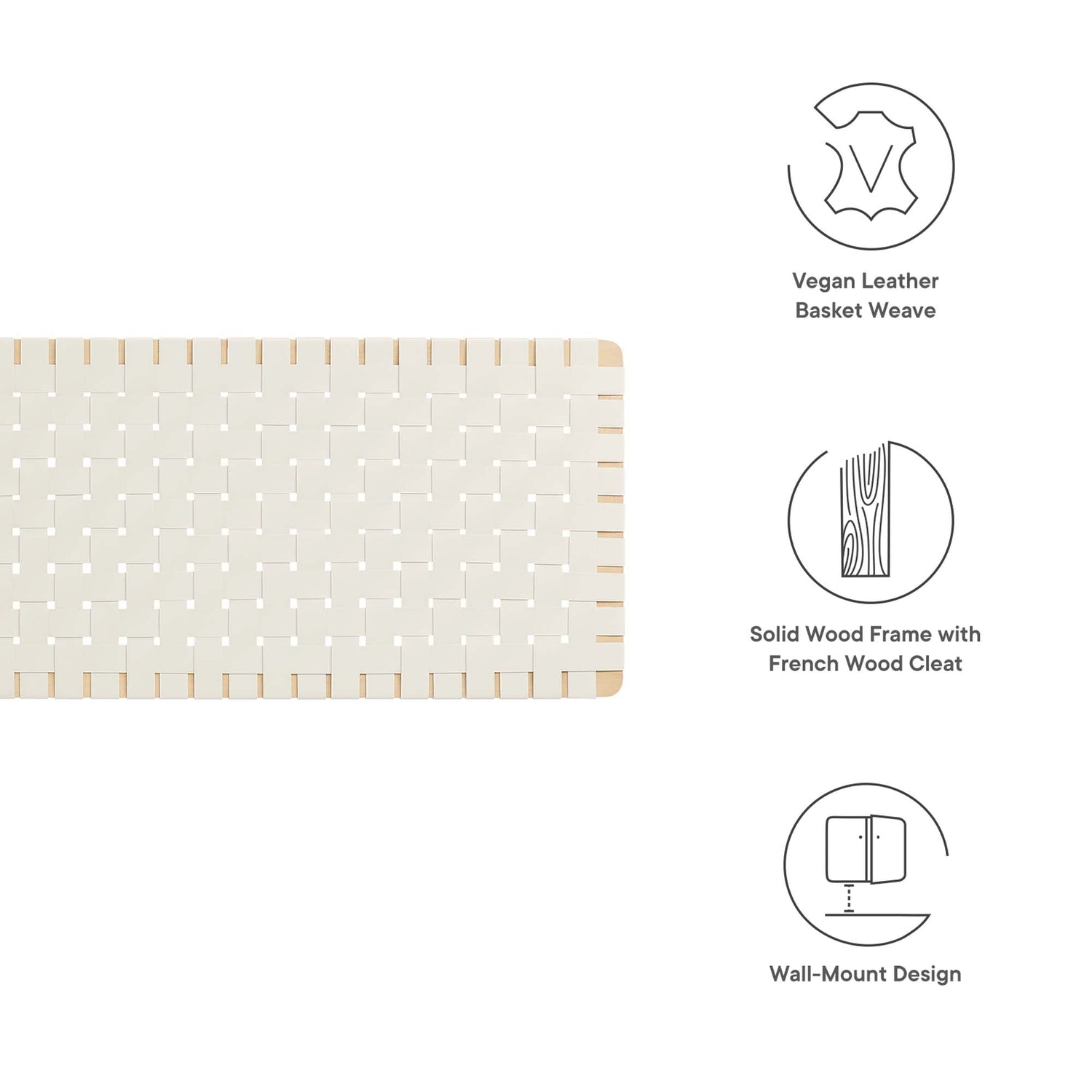Sparta Woven Wall-Mount Vegan Leather Headboard by Modway