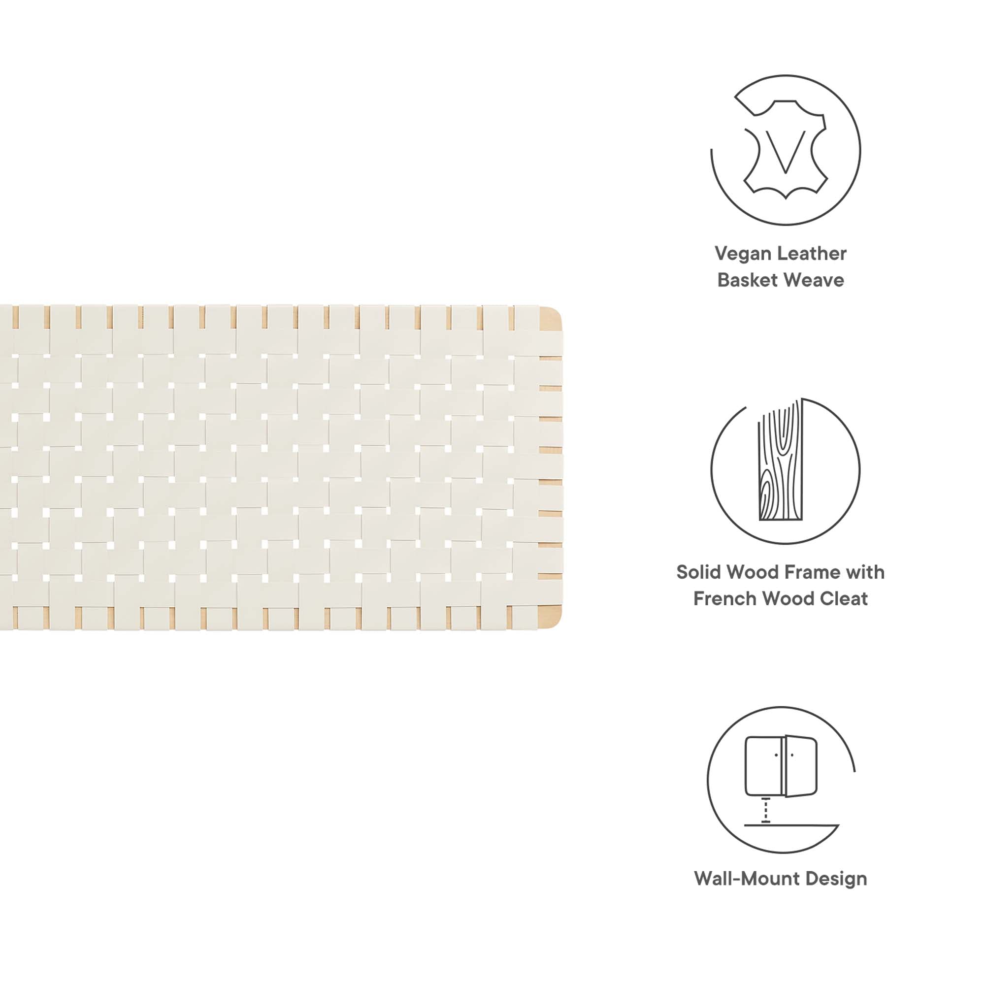 Sparta Woven Wall-Mount Vegan Leather Headboard by Modway