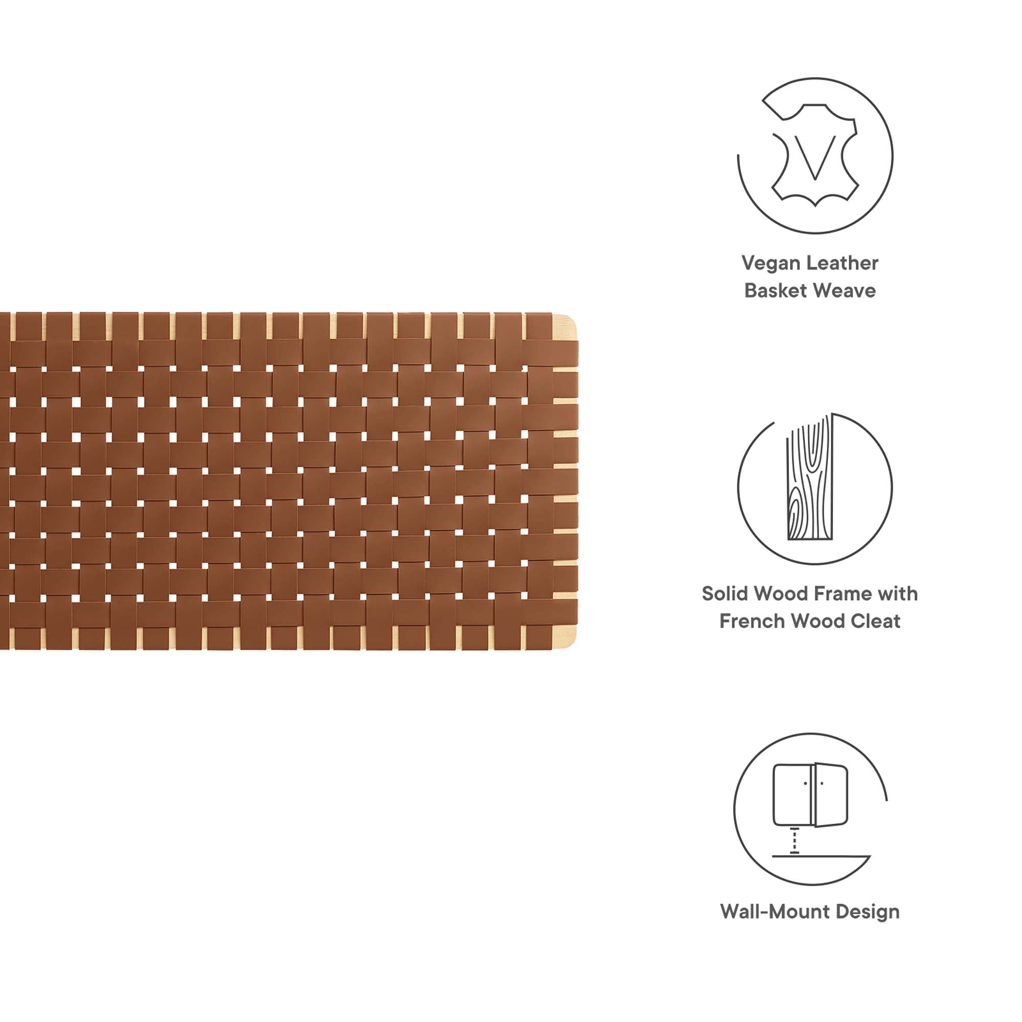 Sparta Woven Wall-Mount Vegan Leather Headboard by Modway