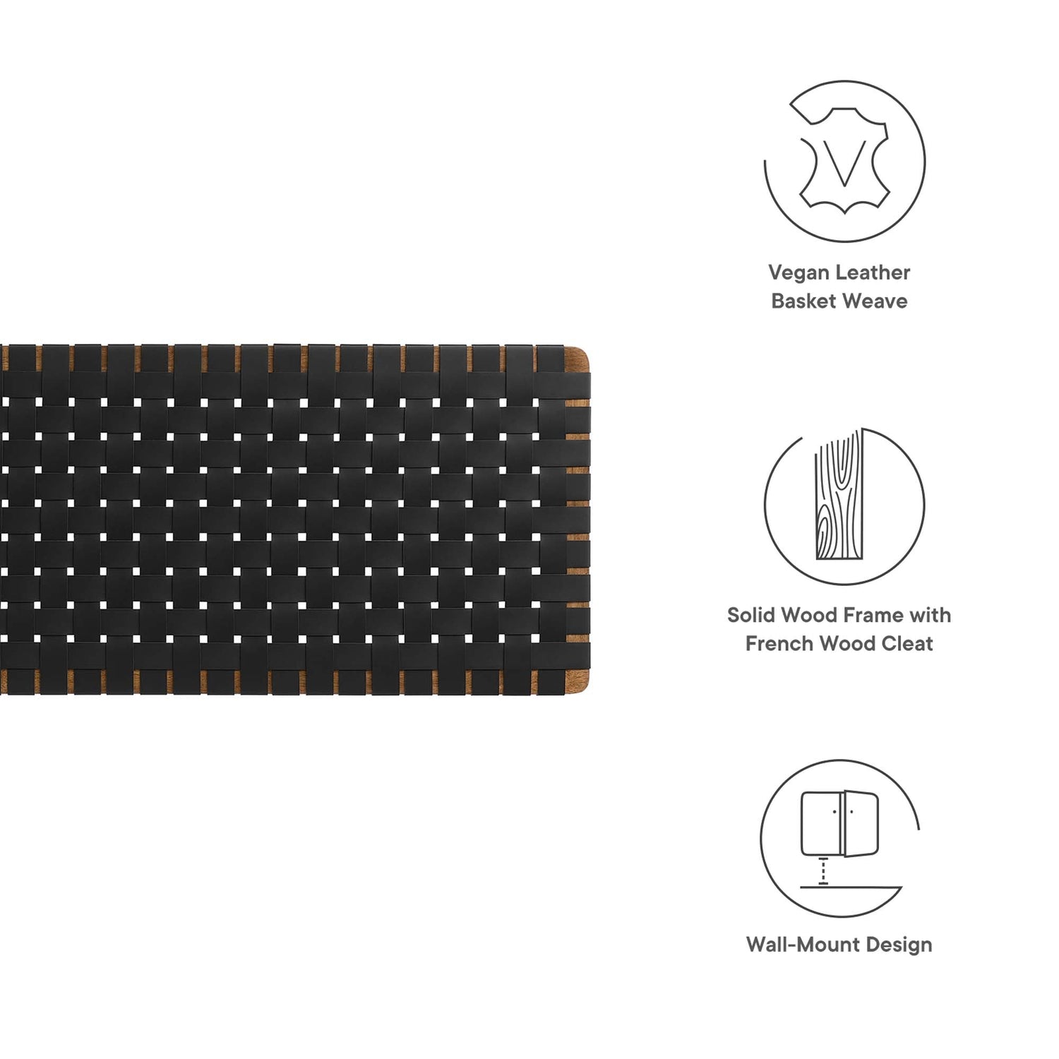Sparta Woven Wall-Mount Vegan Leather Headboard by Modway