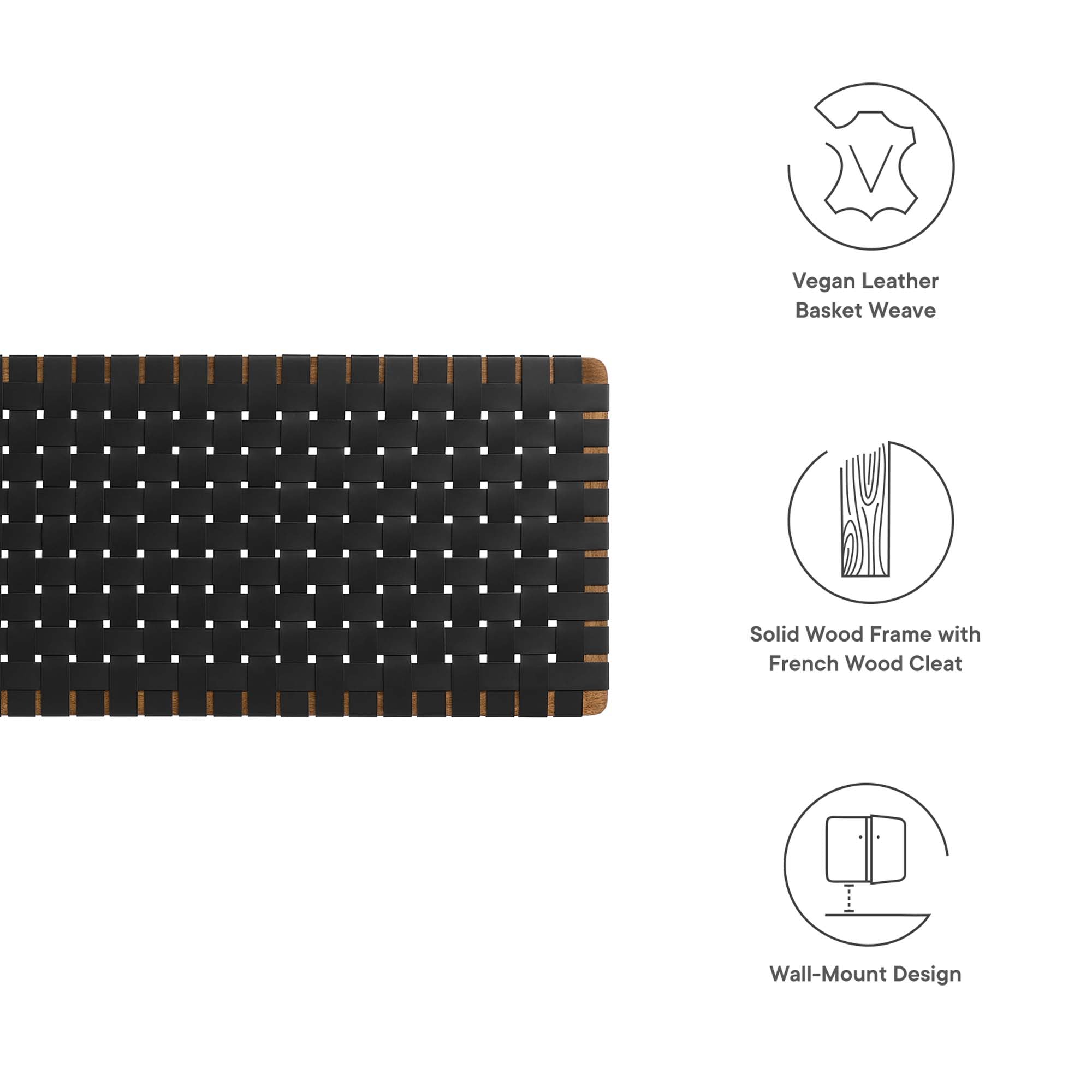 Sparta Woven Wall-Mount Vegan Leather Headboard by Modway
