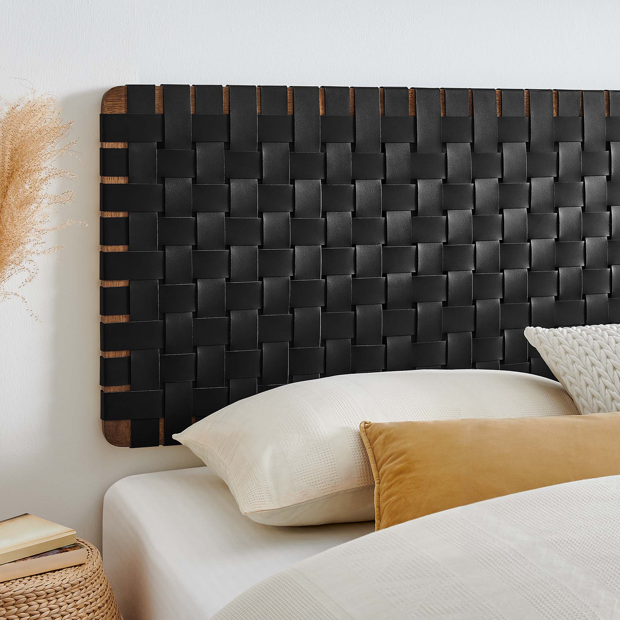Sparta Woven Wall-Mount Vegan Leather Headboard by Modway