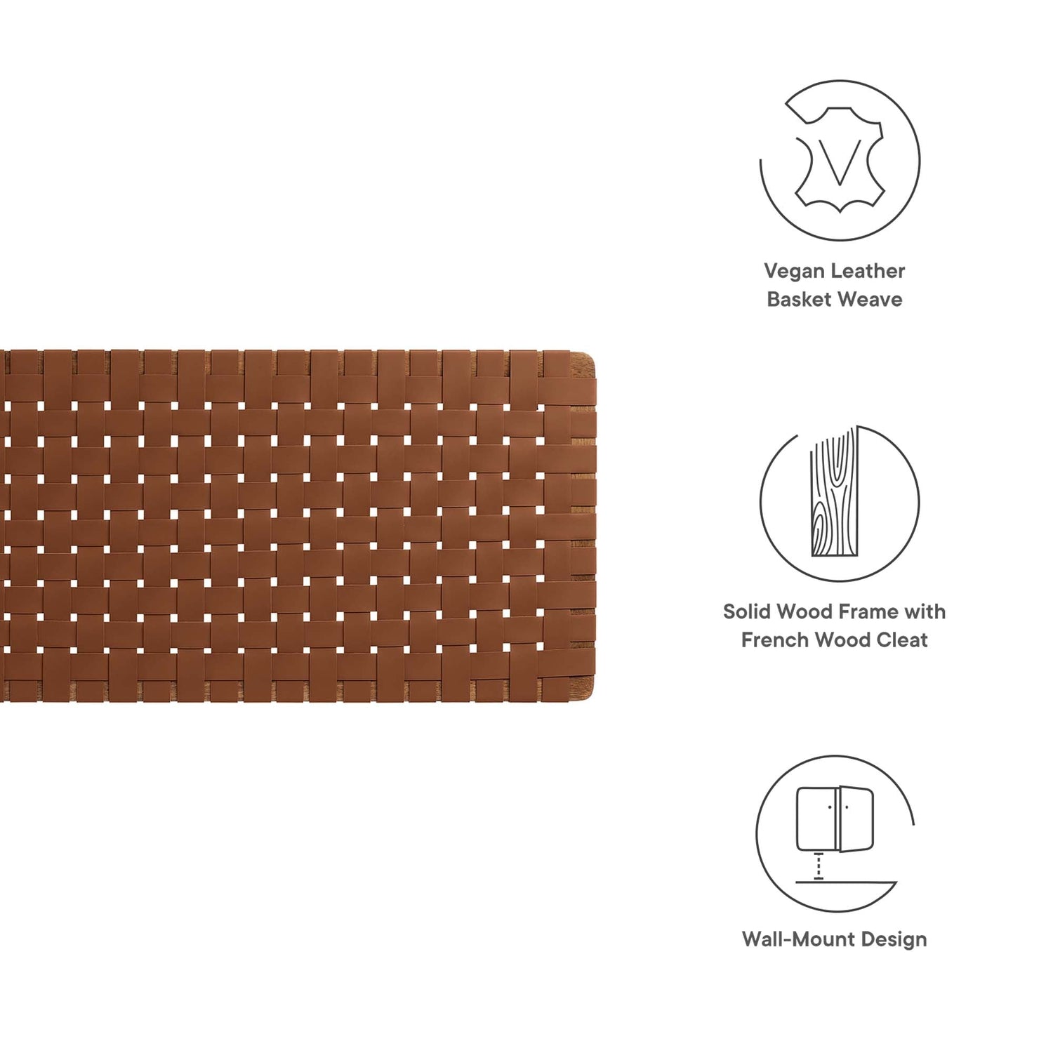 Sparta Woven Wall-Mount Vegan Leather Headboard by Modway