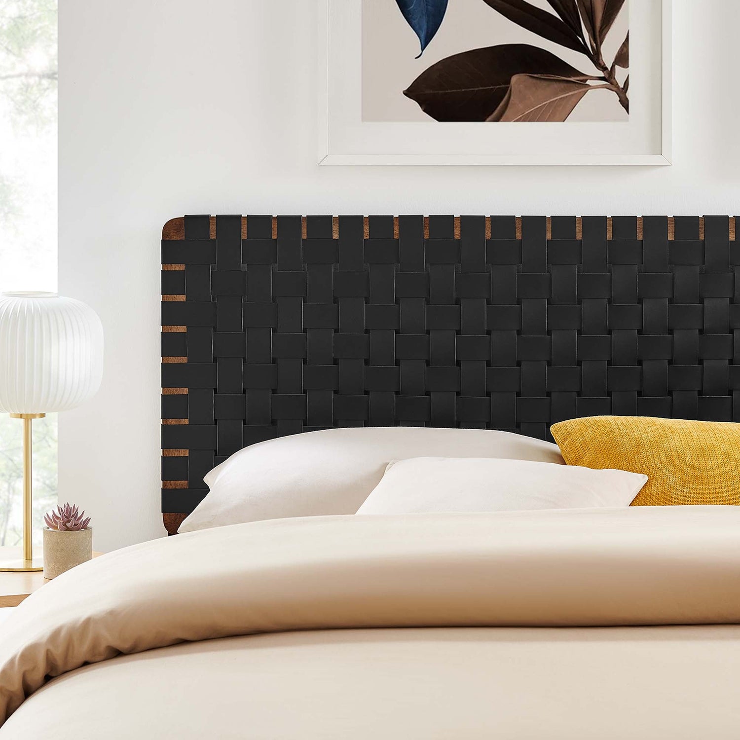 Sparta Woven Vegan Leather Headboard by Modway