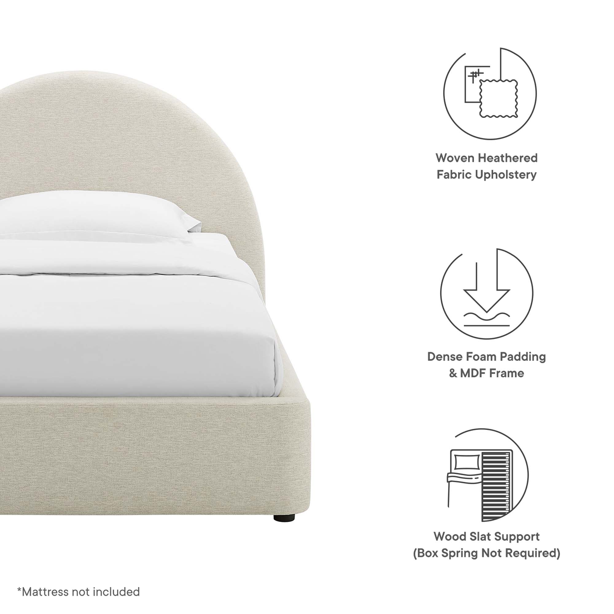 Resort Upholstered Fabric Arched Round Platform Bed by Modway