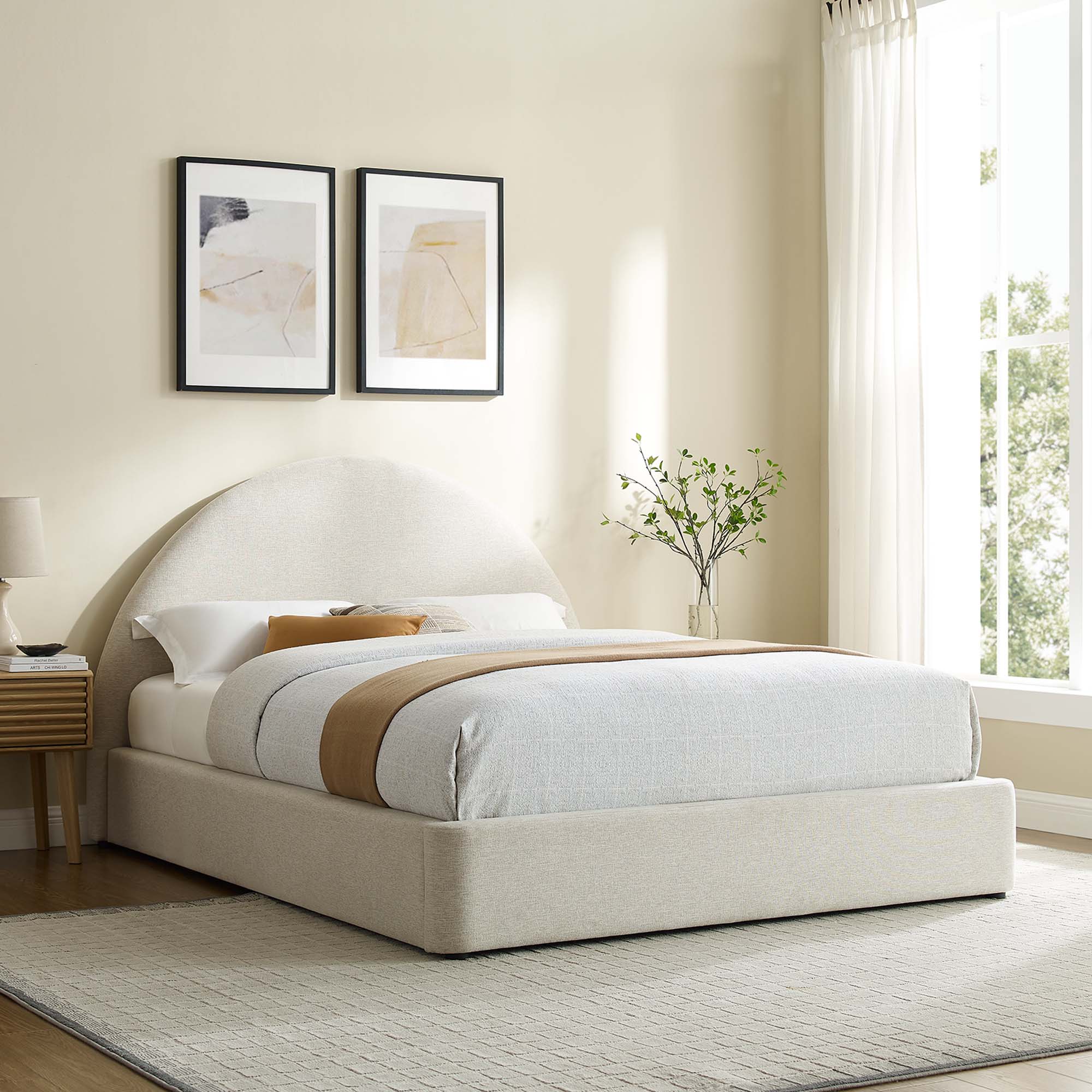 Resort Upholstered Fabric Arched Round Platform Bed by Modway