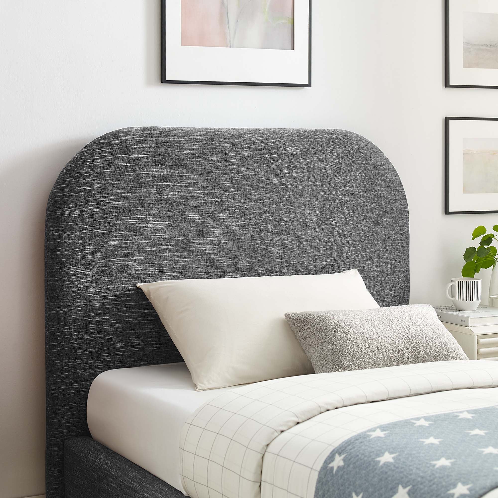 Keynote Upholstered Fabric Curved Platform Bed by Modway