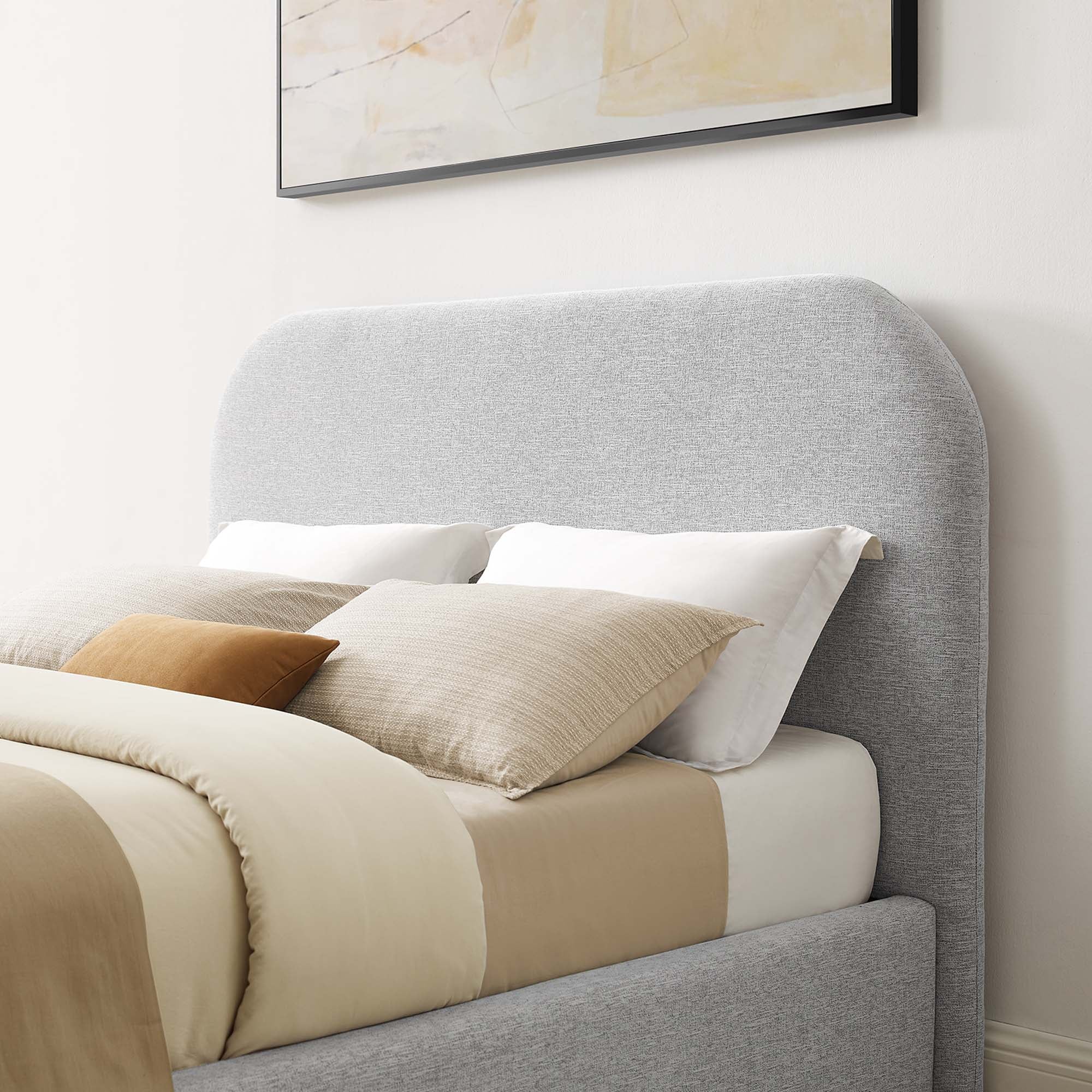 Keynote Upholstered Fabric Curved Platform Bed by Modway