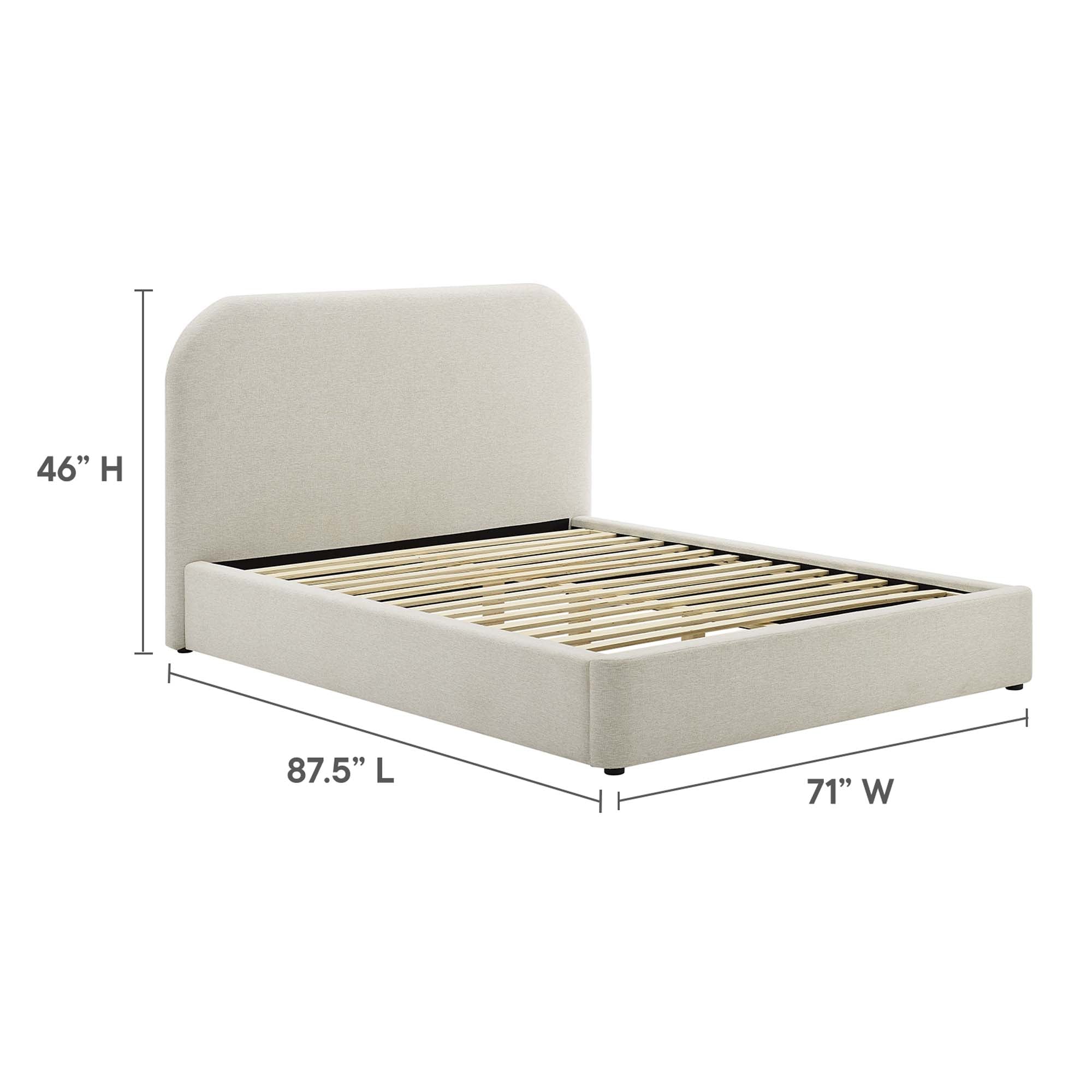 Keynote Upholstered Fabric Curved Platform Bed by Modway