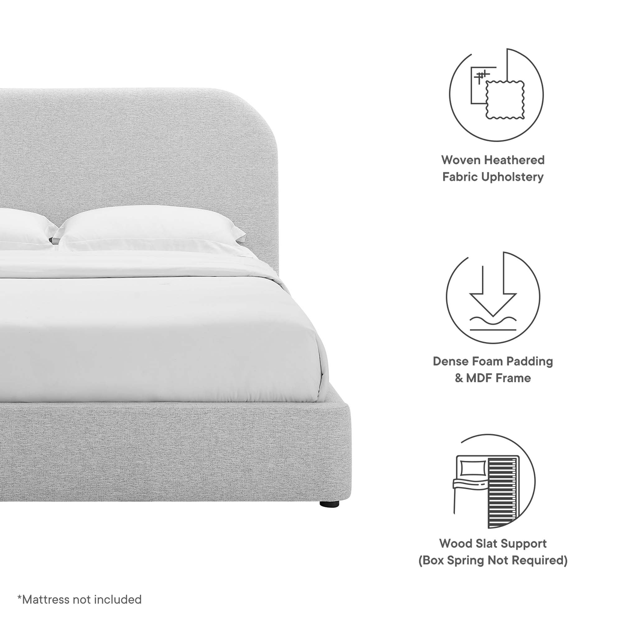 Keynote Upholstered Fabric Curved Platform Bed by Modway