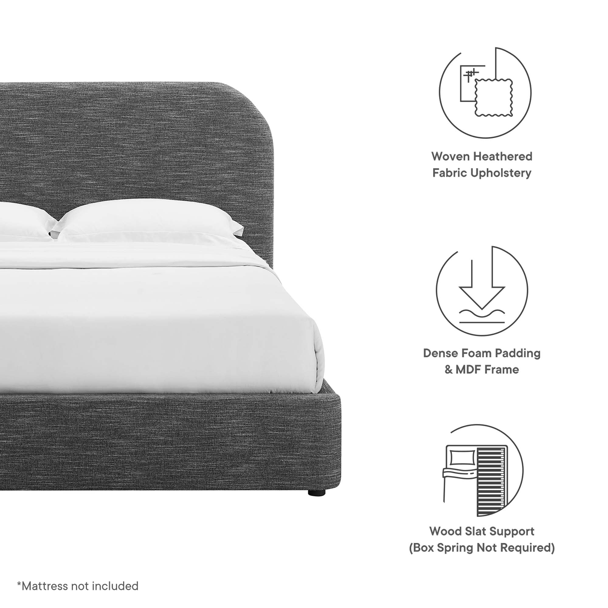 Keynote Upholstered Fabric Curved Platform Bed by Modway