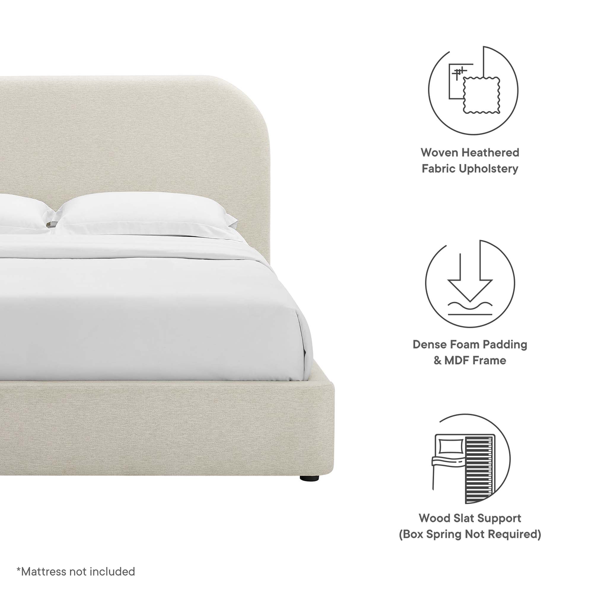 Keynote Upholstered Fabric Curved Platform Bed by Modway