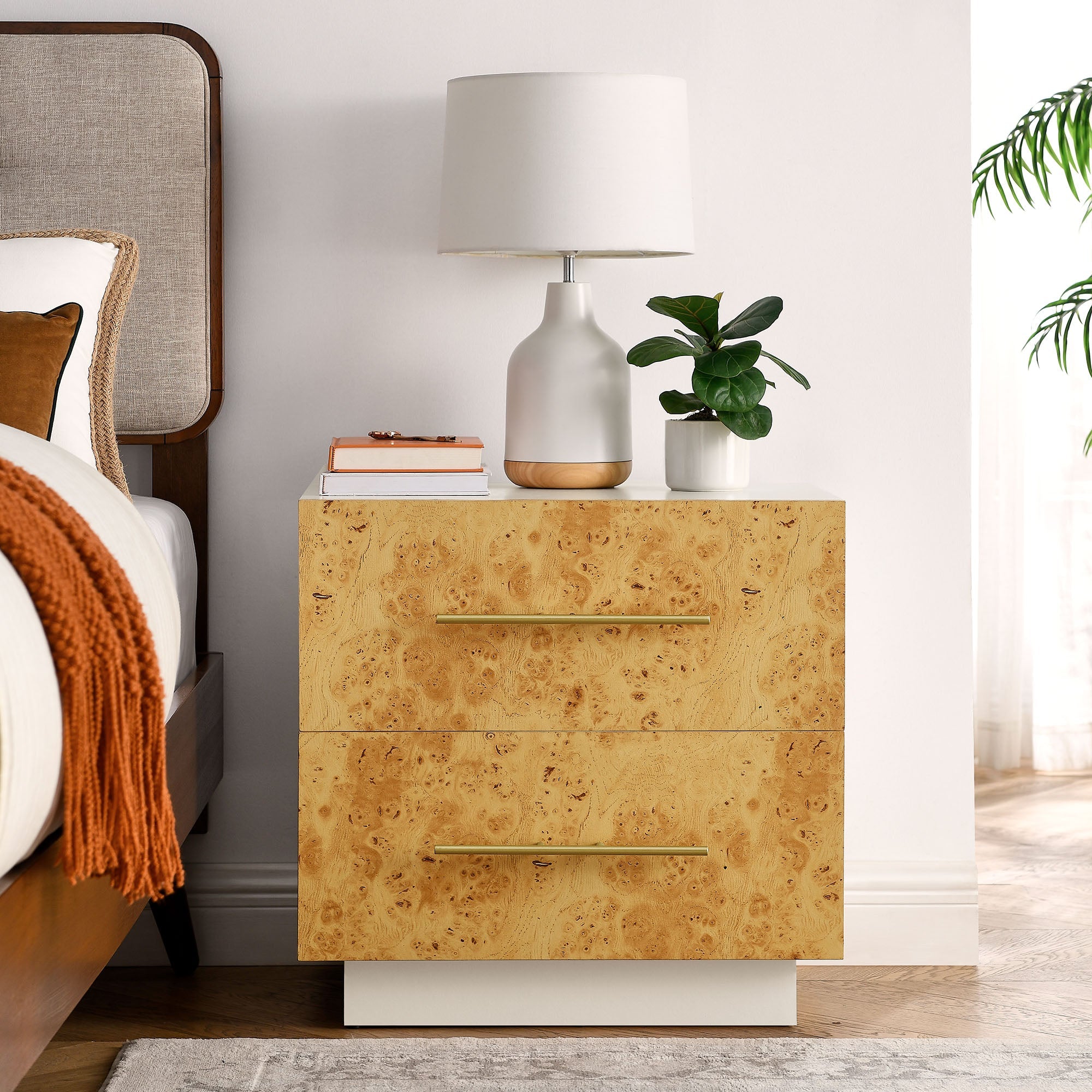 Abel 2-Drawer Burl Wood Nightstand by Modway