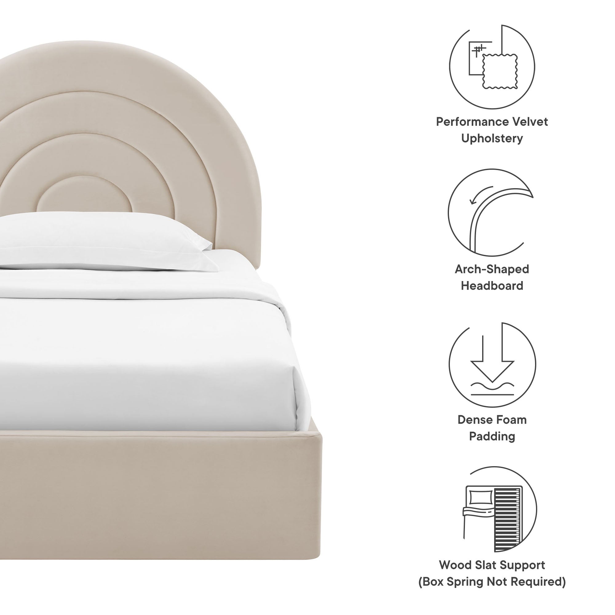 Solana Arched Performance Velvet Platform Bed by Modway