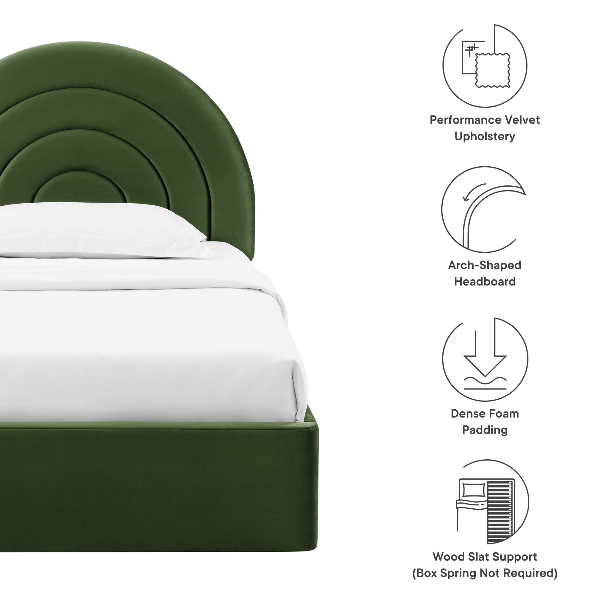 Solana Arched Performance Velvet Platform Bed by Modway