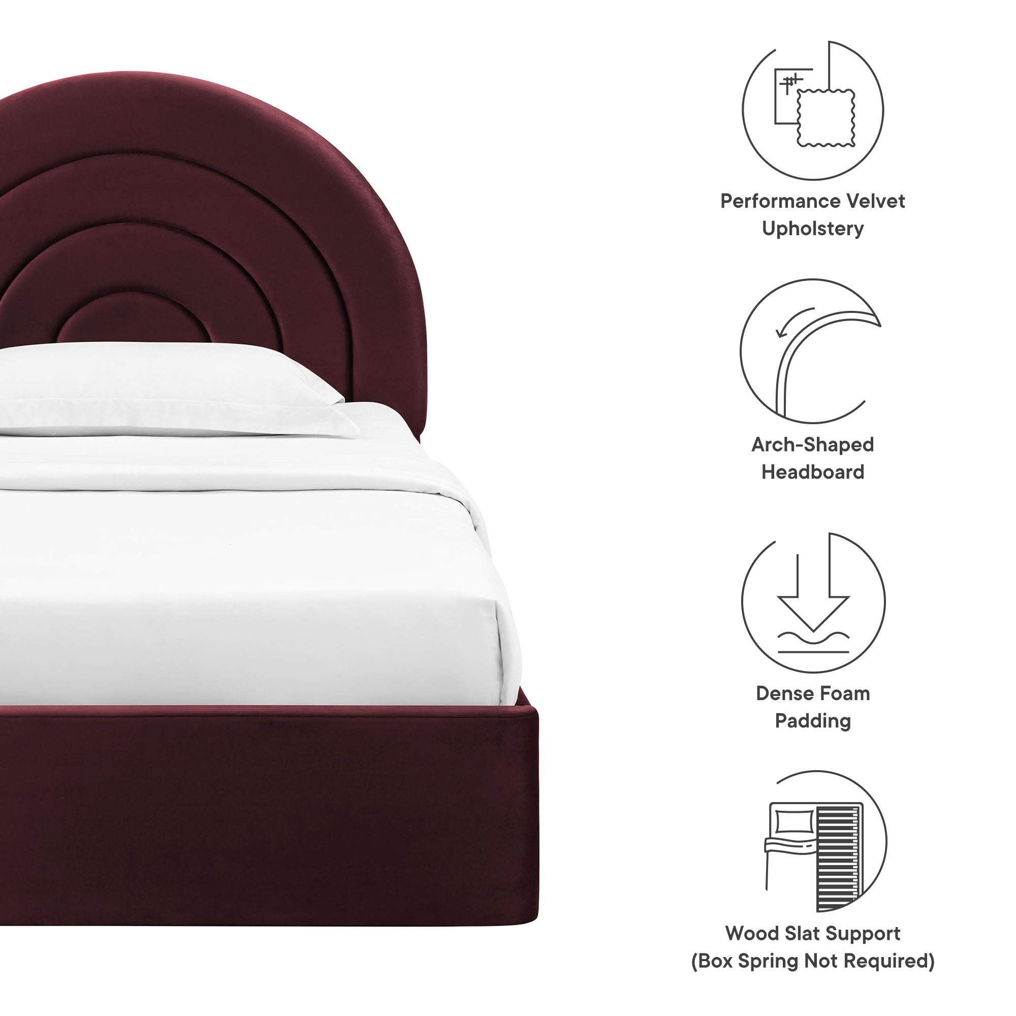 Solana Arched Performance Velvet Platform Bed by Modway