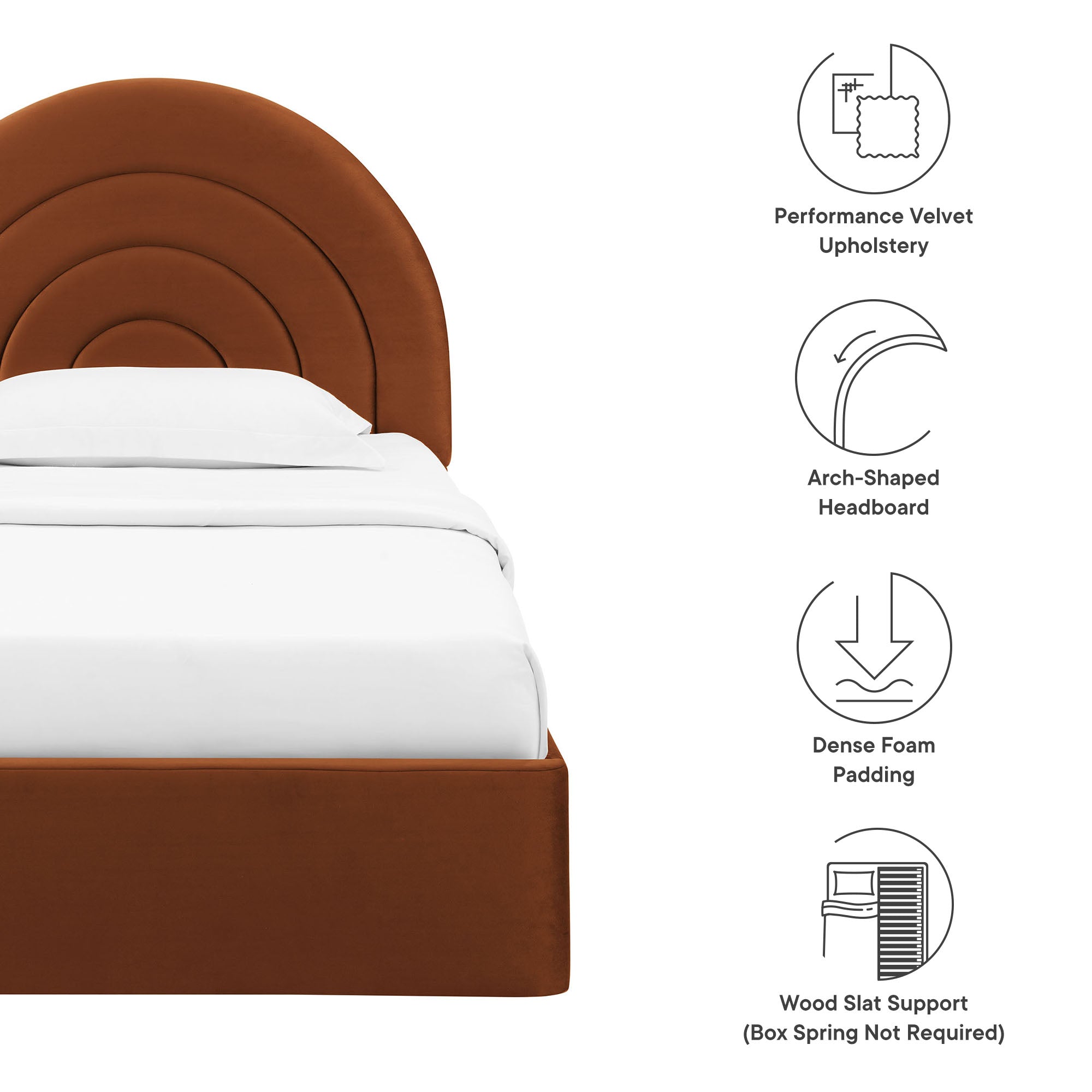 Solana Arched Performance Velvet Platform Bed by Modway