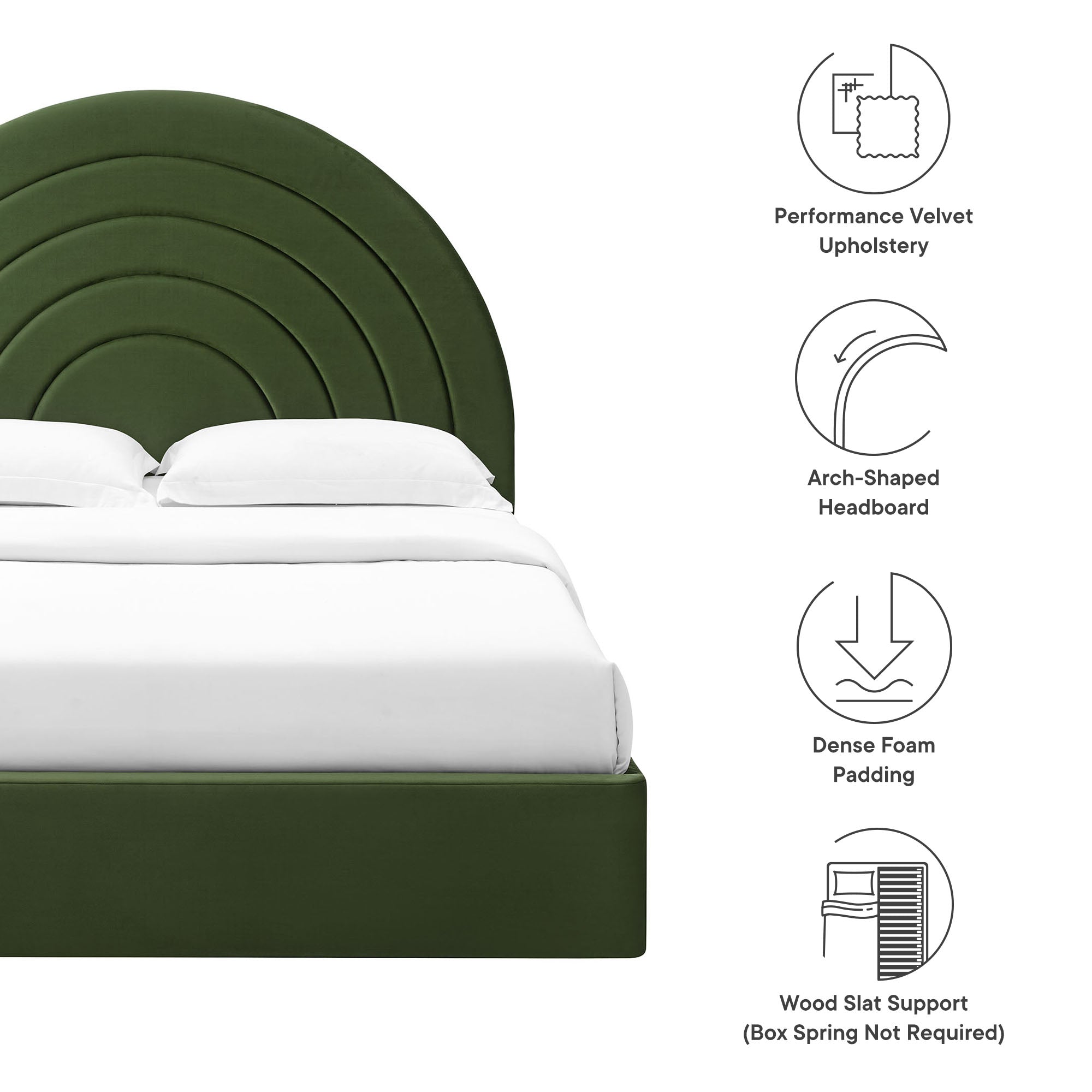 Solana Arched Performance Velvet Platform Bed by Modway