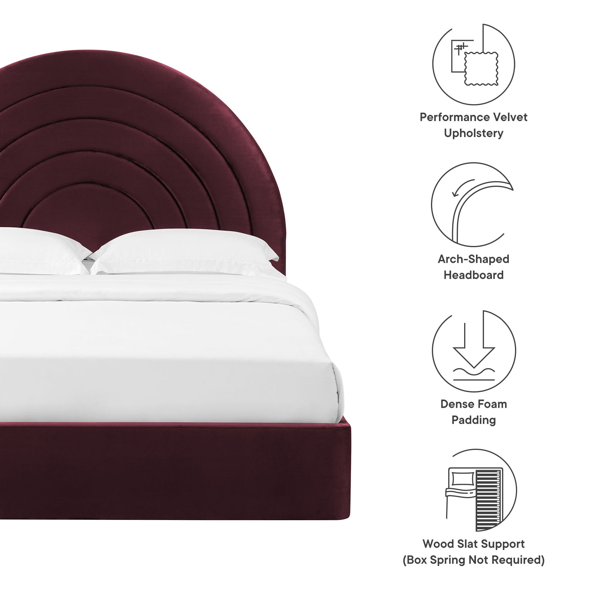 Solana Arched Performance Velvet Platform Bed by Modway