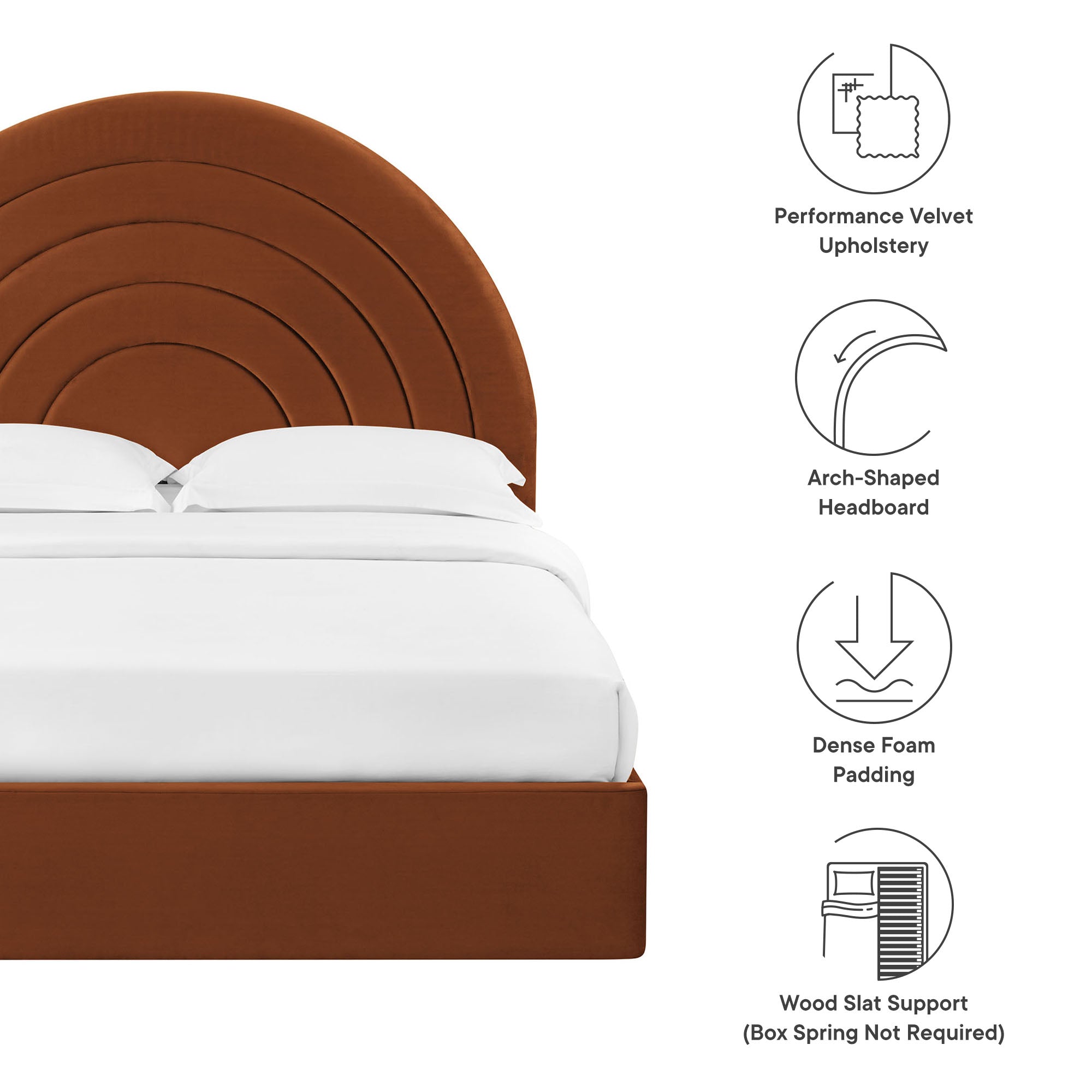 Solana Arched Performance Velvet Platform Bed by Modway