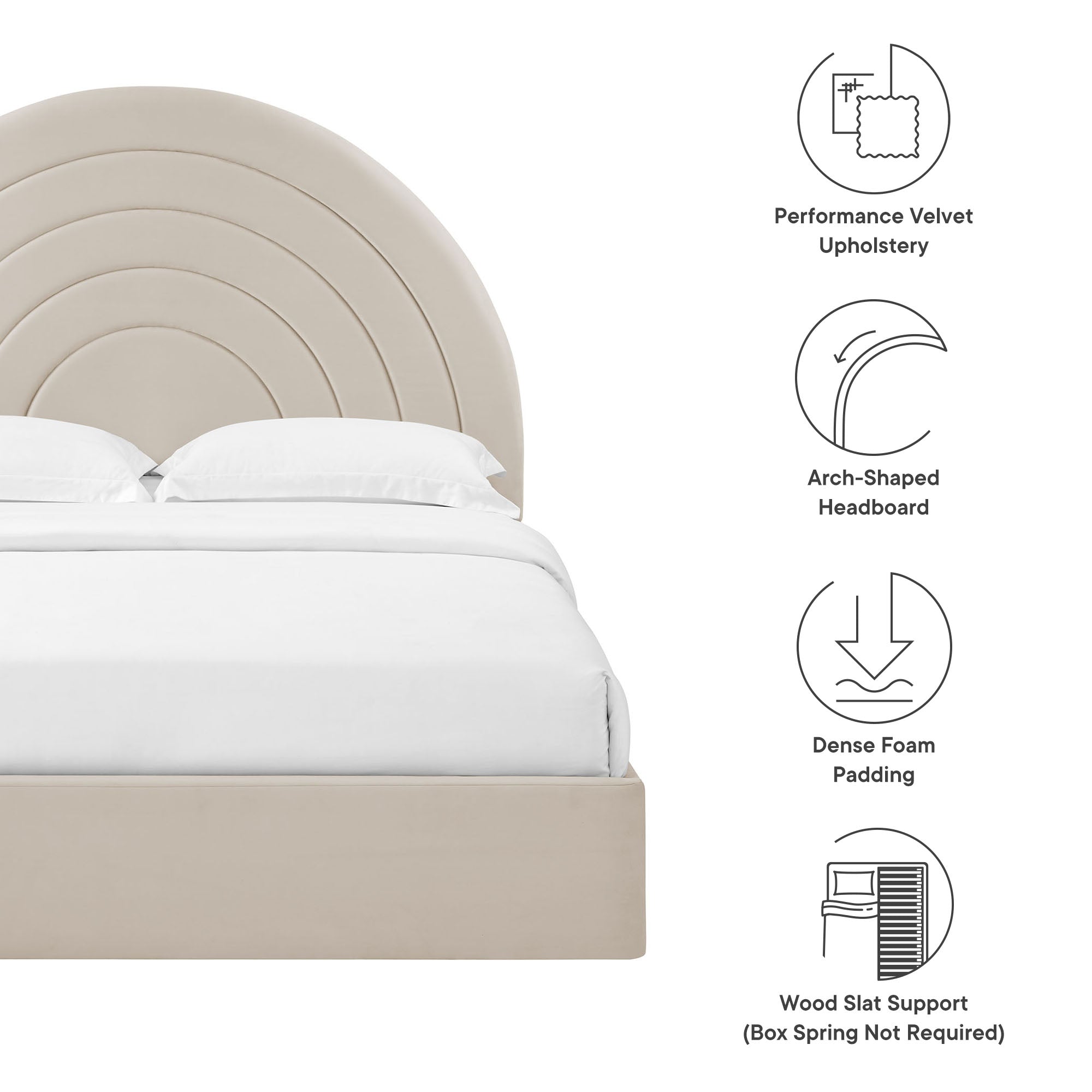 Solana Arched Performance Velvet Platform Bed by Modway