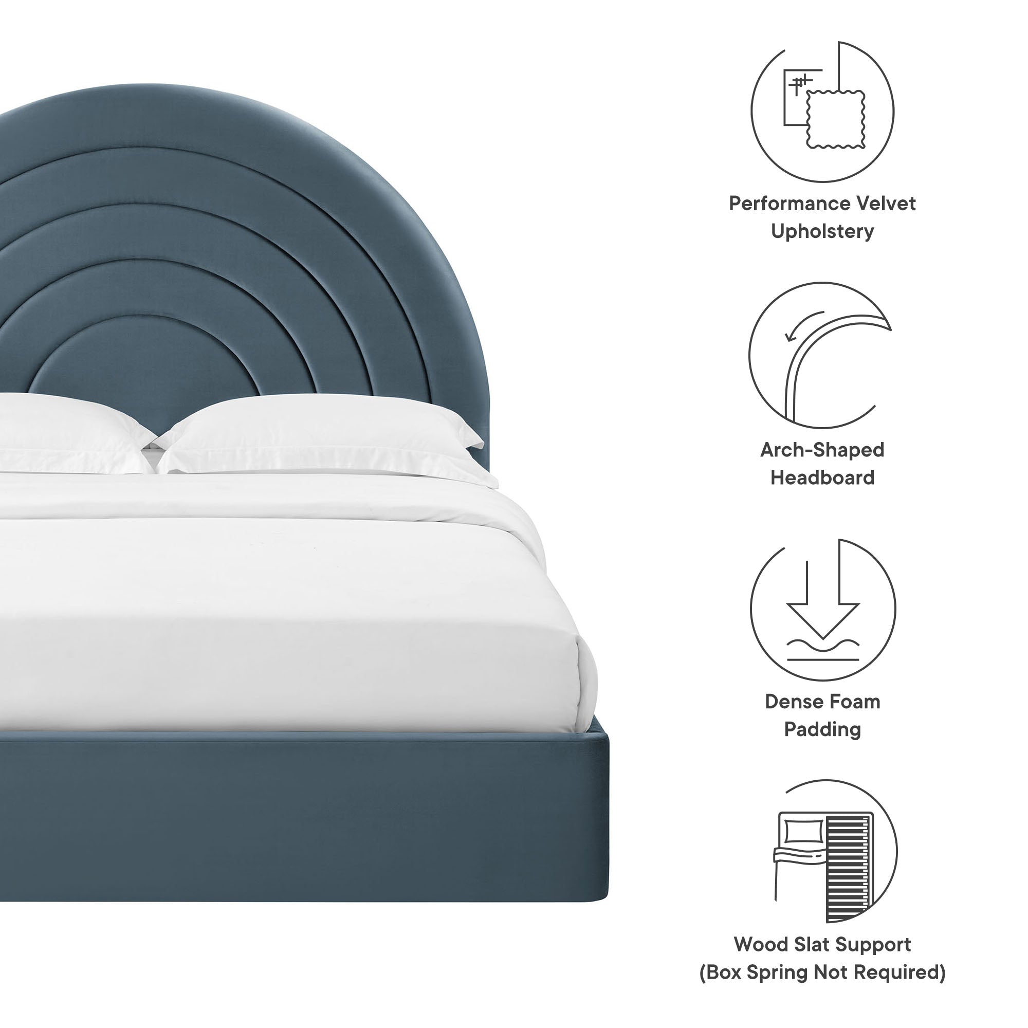 Solana Arched Performance Velvet Platform Bed by Modway