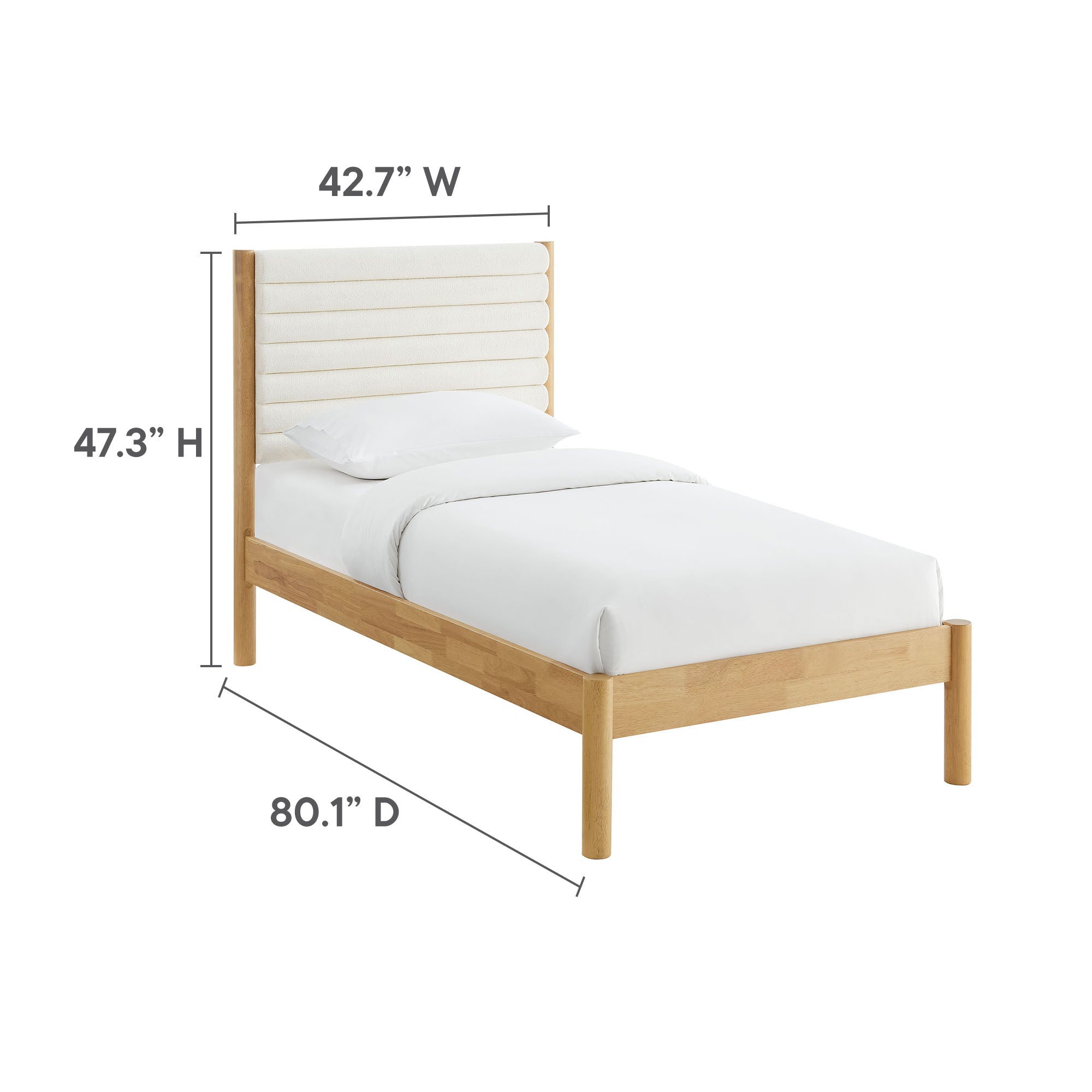Olea Channel Tufted Boucle Solid Wood Platform Bed by Modway