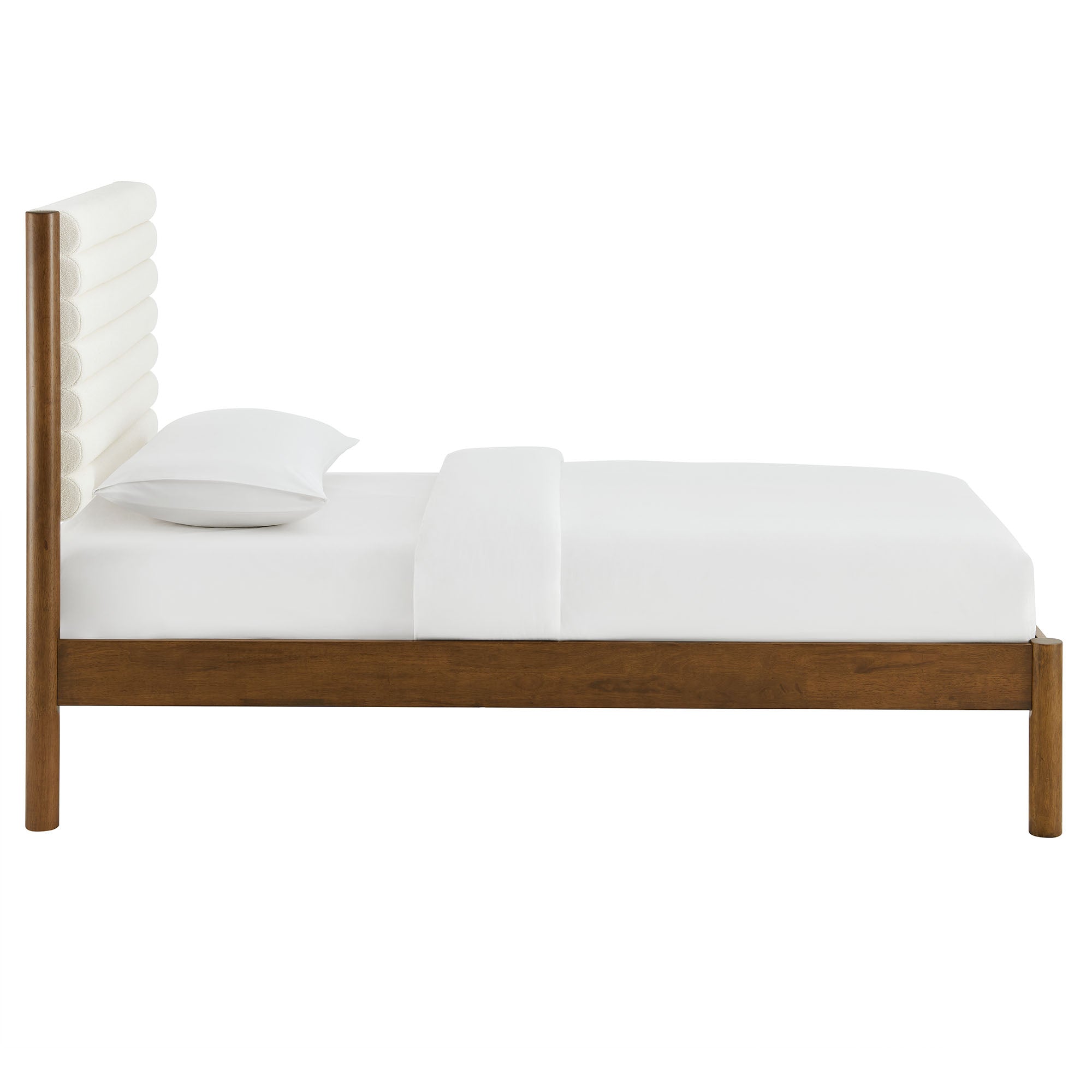 Olea Channel Tufted Boucle Solid Wood Platform Bed by Modway
