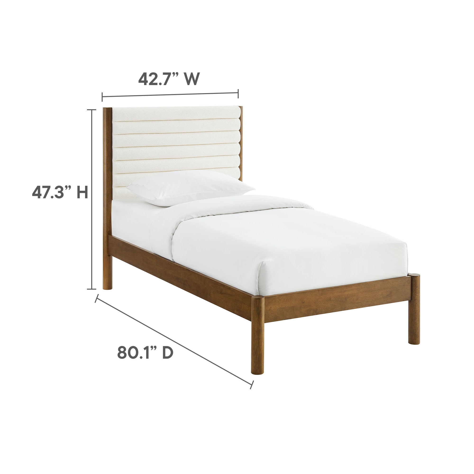 Olea Channel Tufted Boucle Solid Wood Platform Bed by Modway