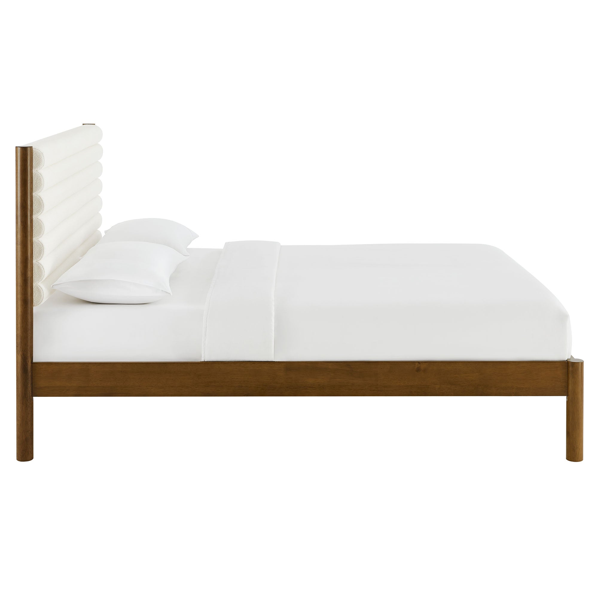 Olea Channel Tufted Boucle Solid Wood Platform Bed by Modway