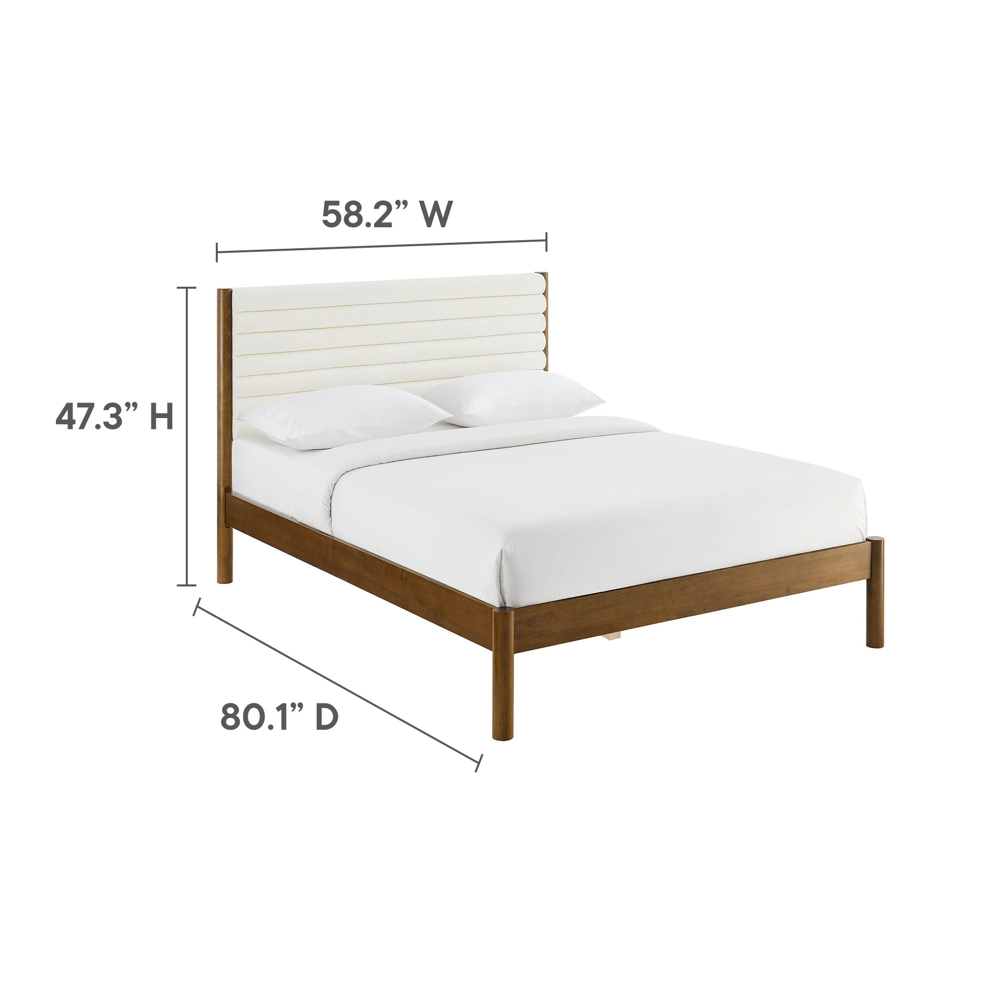 Olea Channel Tufted Boucle Solid Wood Platform Bed by Modway
