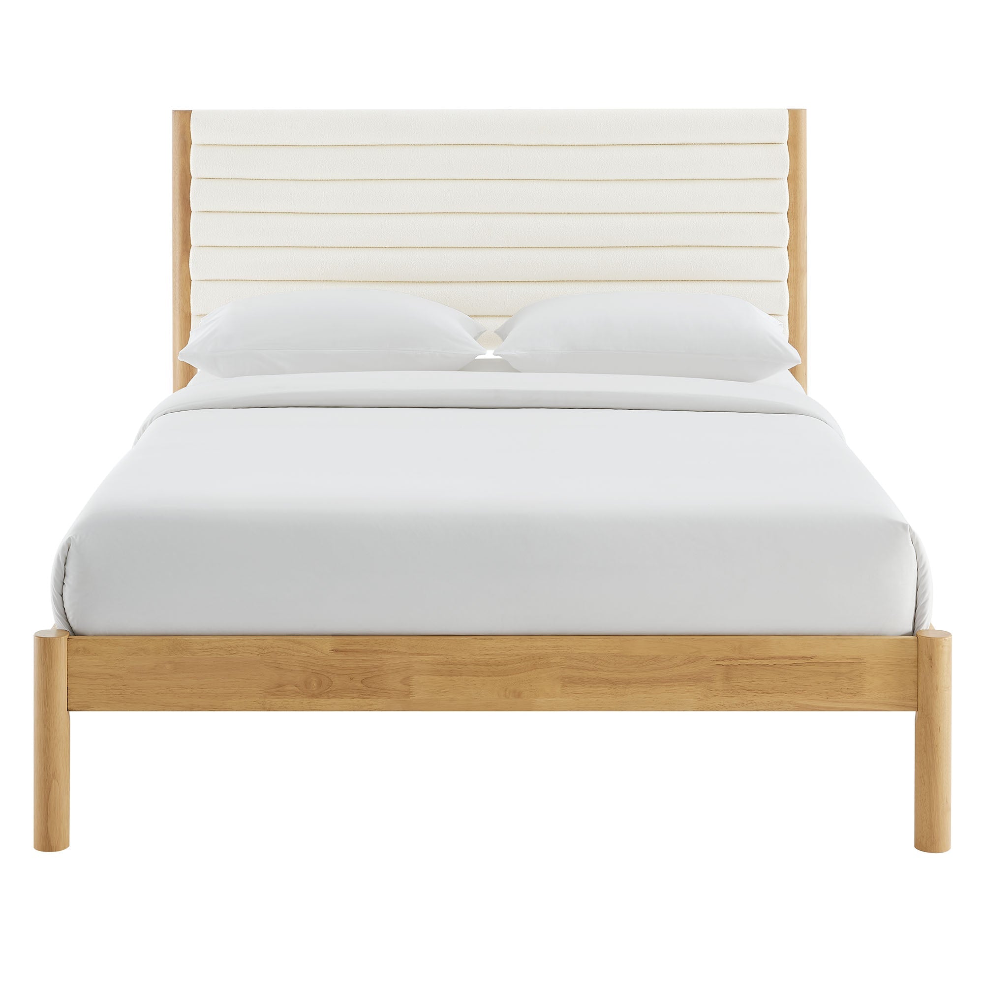 Olea Channel Tufted Boucle Solid Wood Platform Bed by Modway