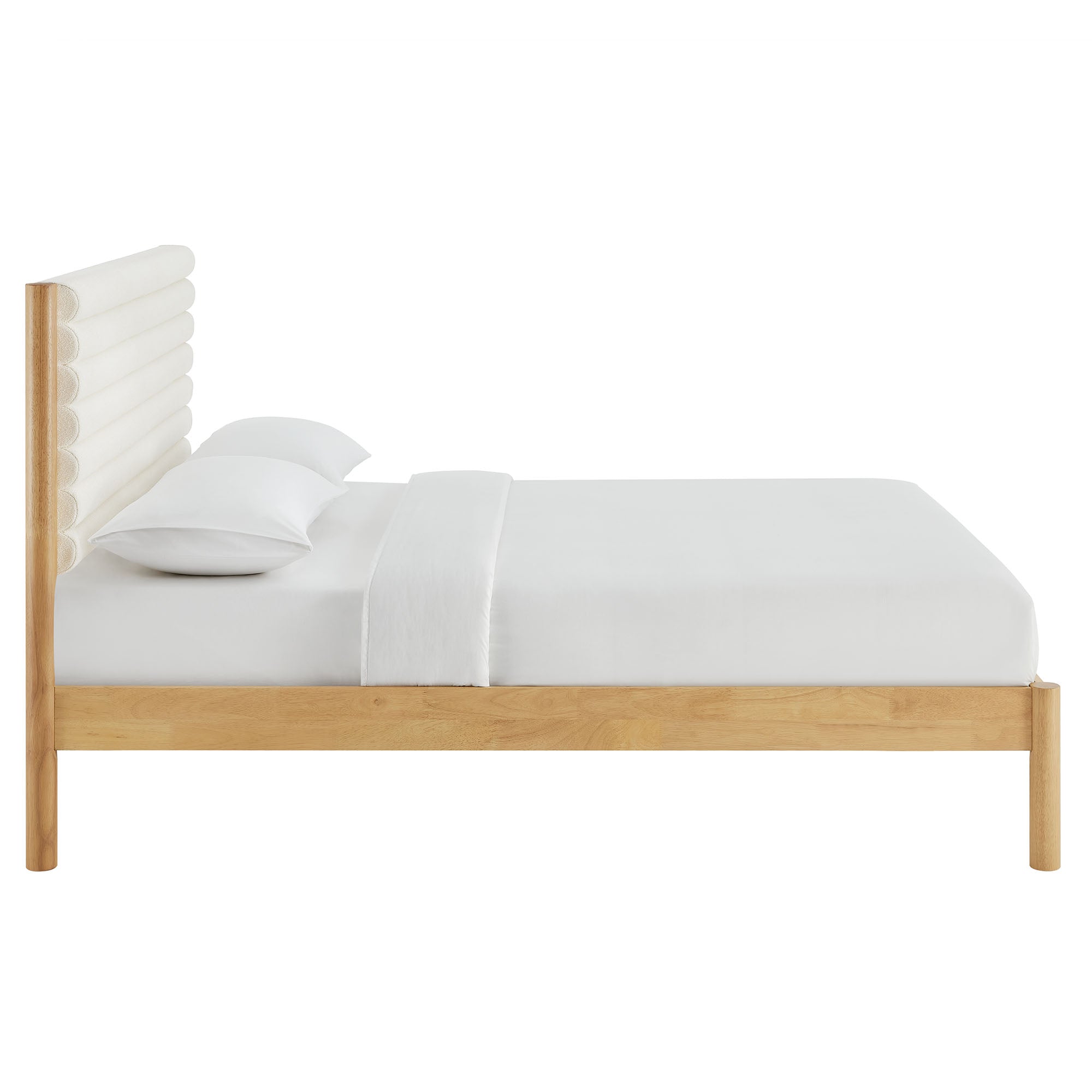 Olea Channel Tufted Boucle Solid Wood Platform Bed by Modway