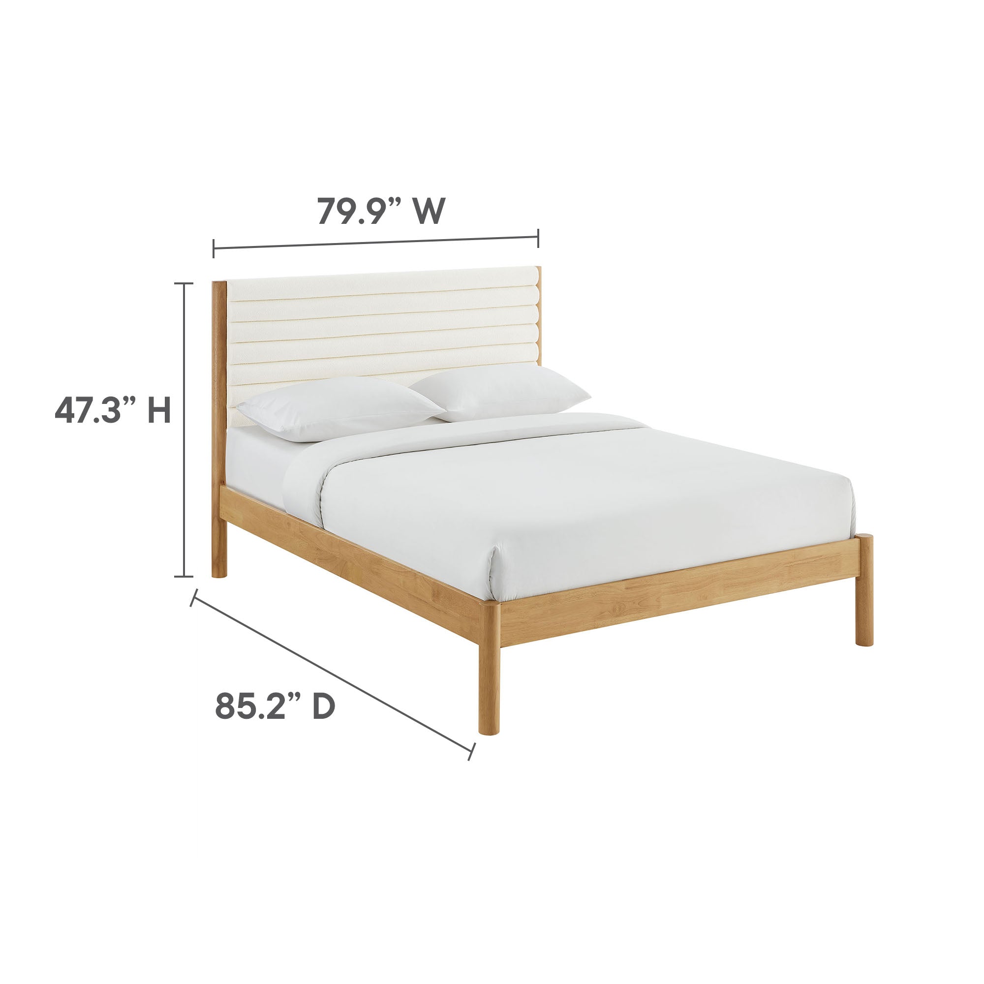 Olea Channel Tufted Boucle Solid Wood Platform Bed by Modway