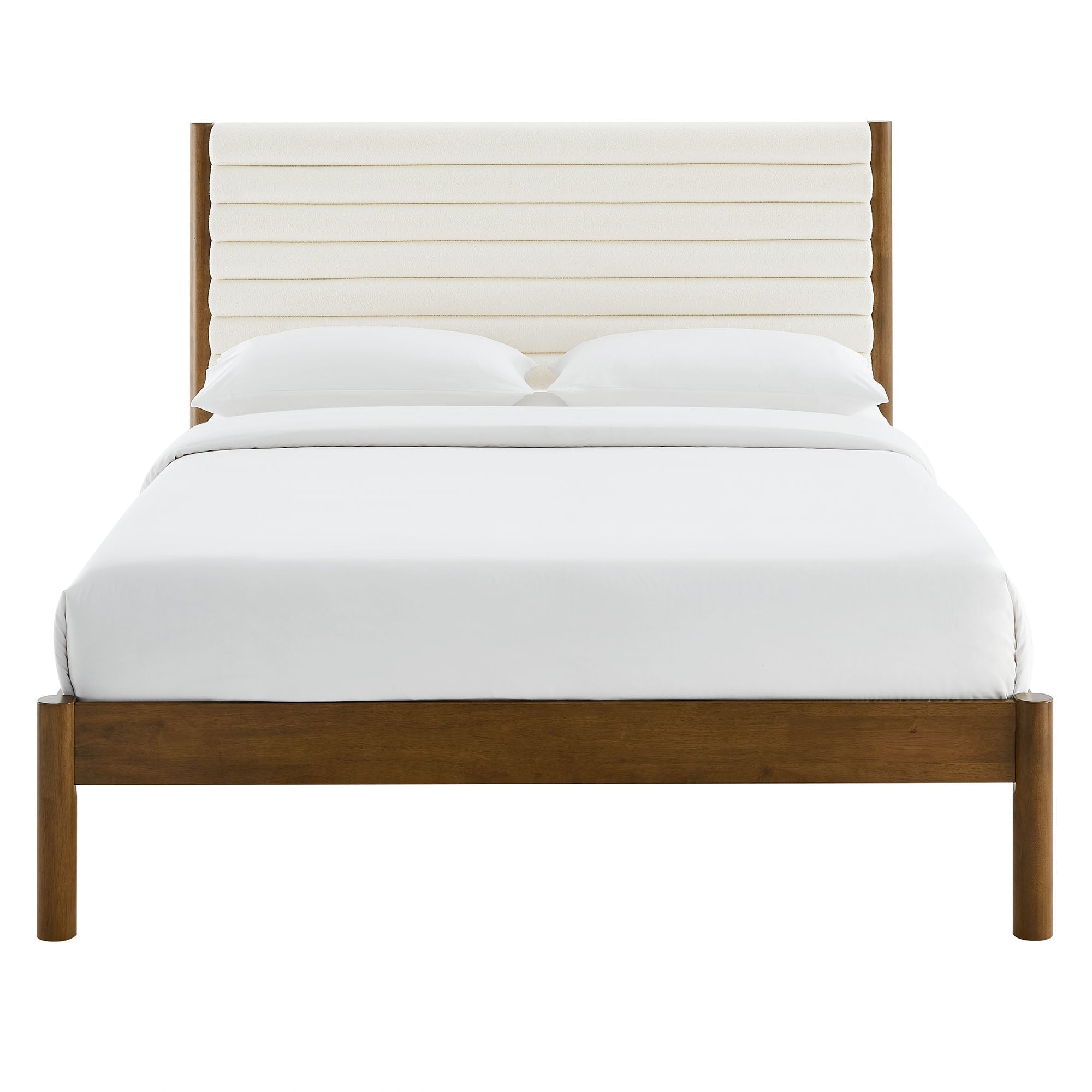 Olea Channel Tufted Boucle Solid Wood Platform Bed by Modway