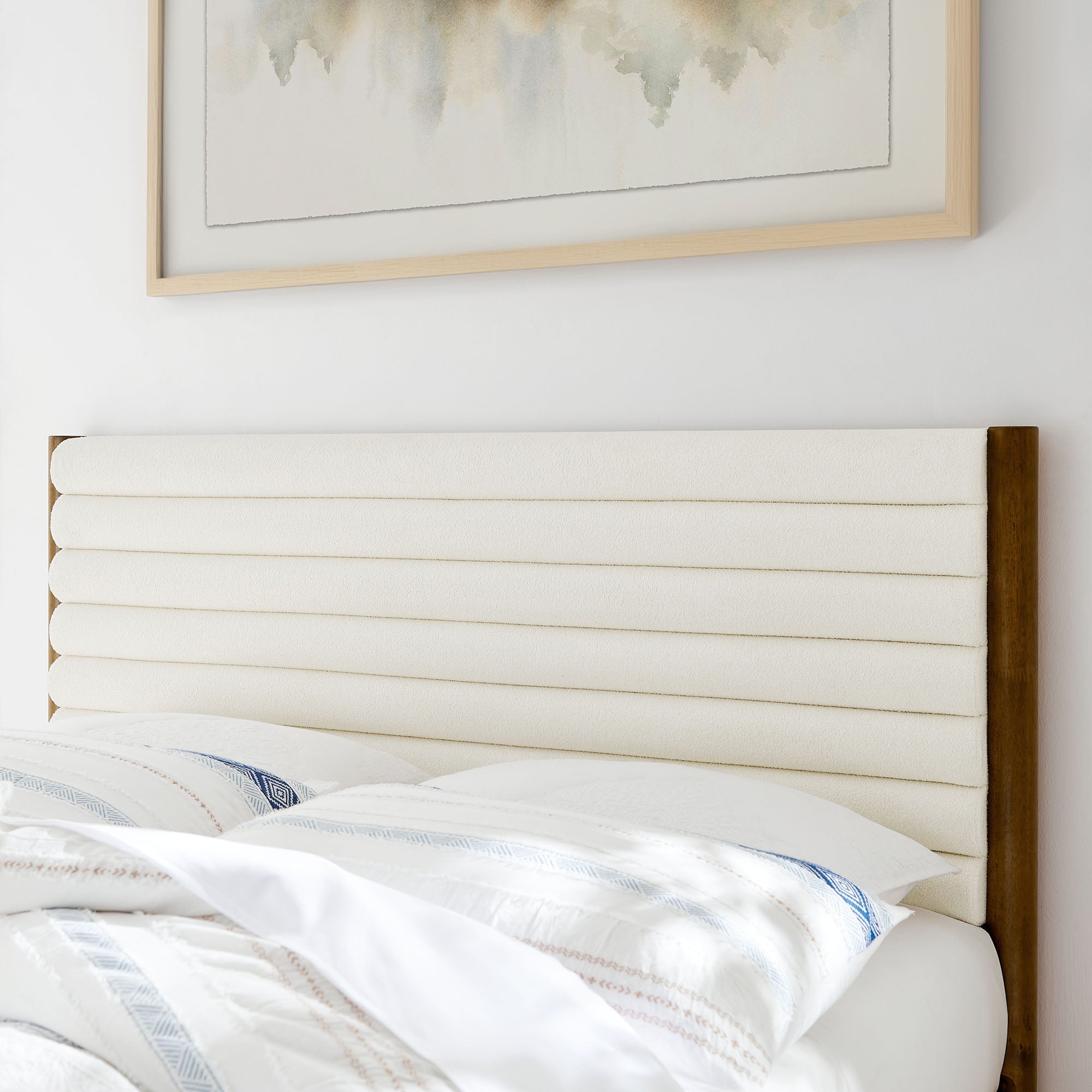 Olea Channel Tufted Boucle Solid Wood Platform Bed by Modway