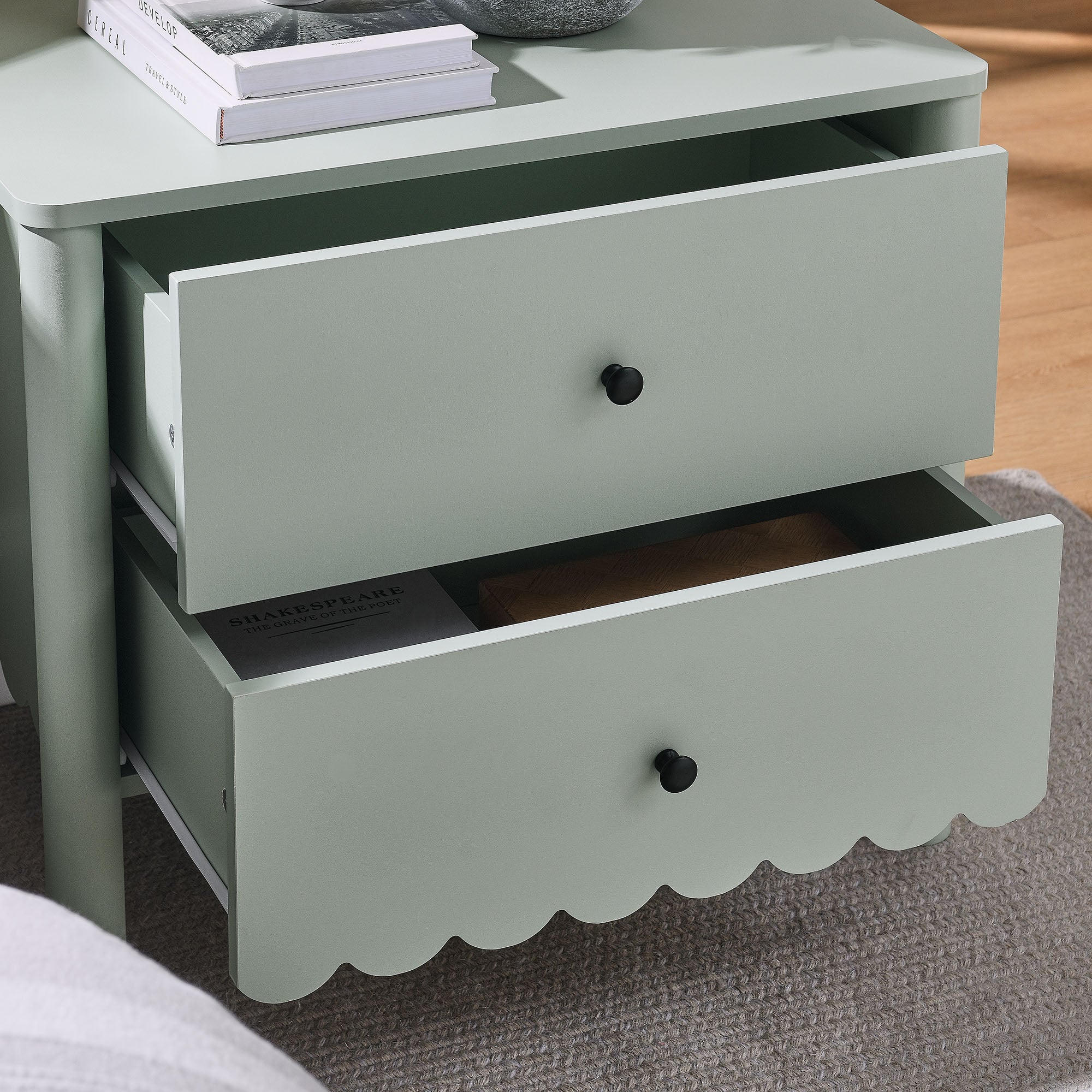 Emmeline Scalloped 2-Drawer Nightstand by Modway